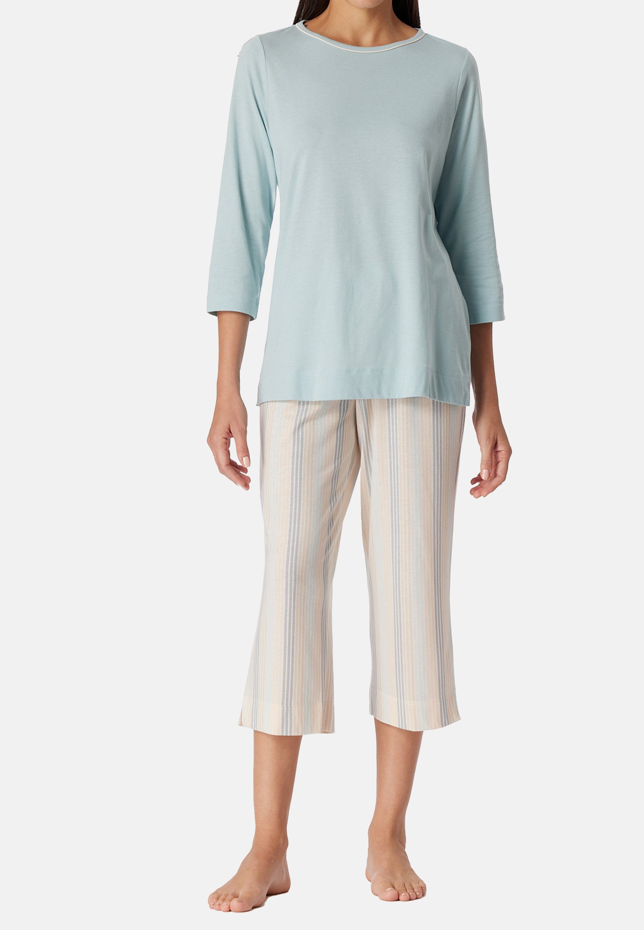 Schiesser Pyjama Comfort Nightwear (Set, 2 tlg) Schlafanzug - Atmungsaktiv - Set aus Shirt mit 3/4-Arm und 3/4-Hose