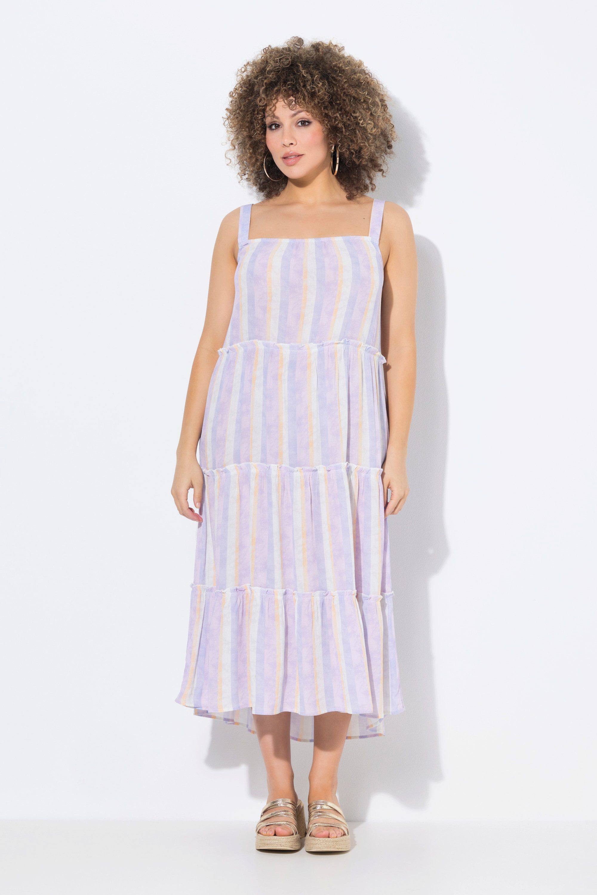 Ulla Popken Midikleid Midi-Trägerkleid Streifen A-Linie günstig online kaufen