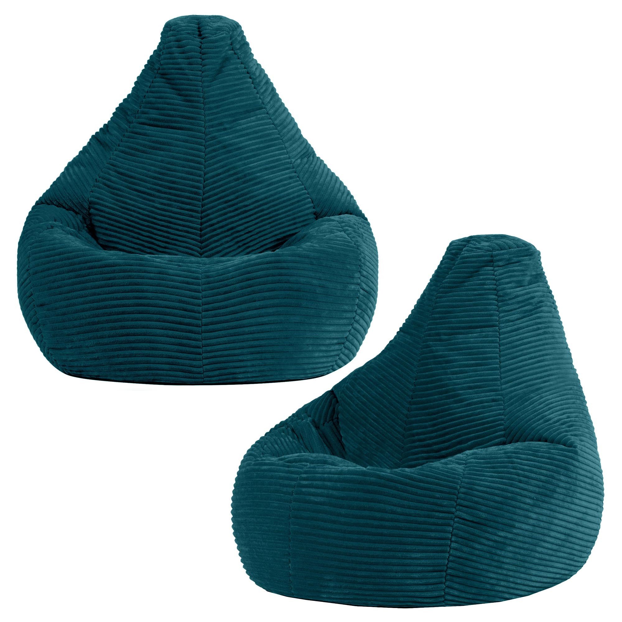 icon Sitzsack 2er Set Kinder Sessel aus Cord Flauschig „Dalton", 69x59x65cm, Made in Germany, für Kinderzimmer, mit Füllung