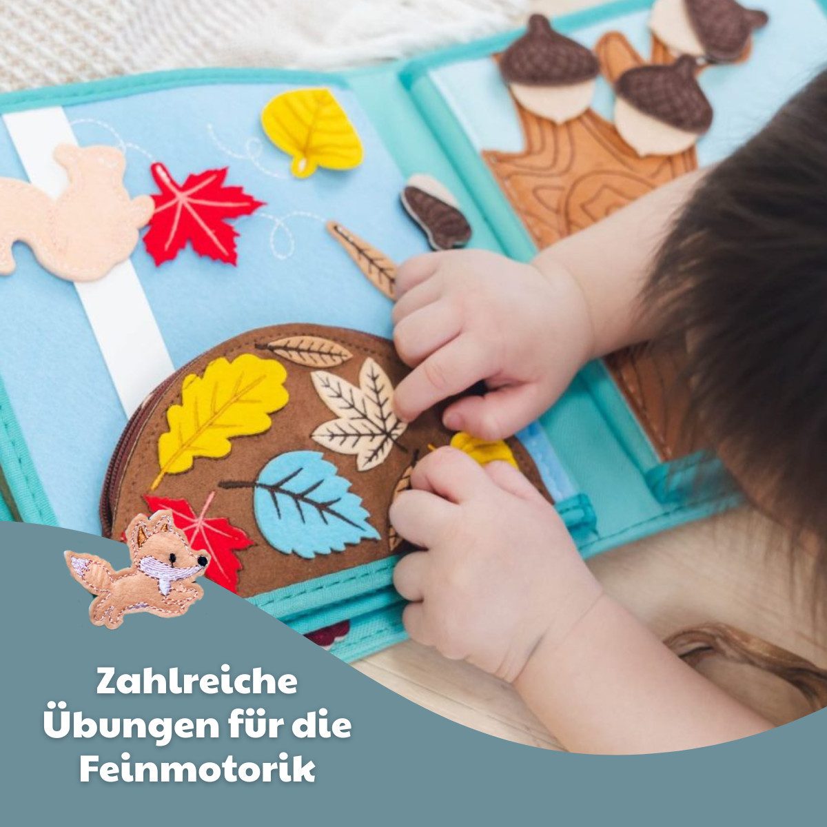 My First Book Lernspielzeug Montessori Quiet Book, Nordic Forest, Sensorik, Set inkl. Rucksack, Busy Book, Beschäftigung ab 1 Jahr, Reisespielzeug, Geschenk
