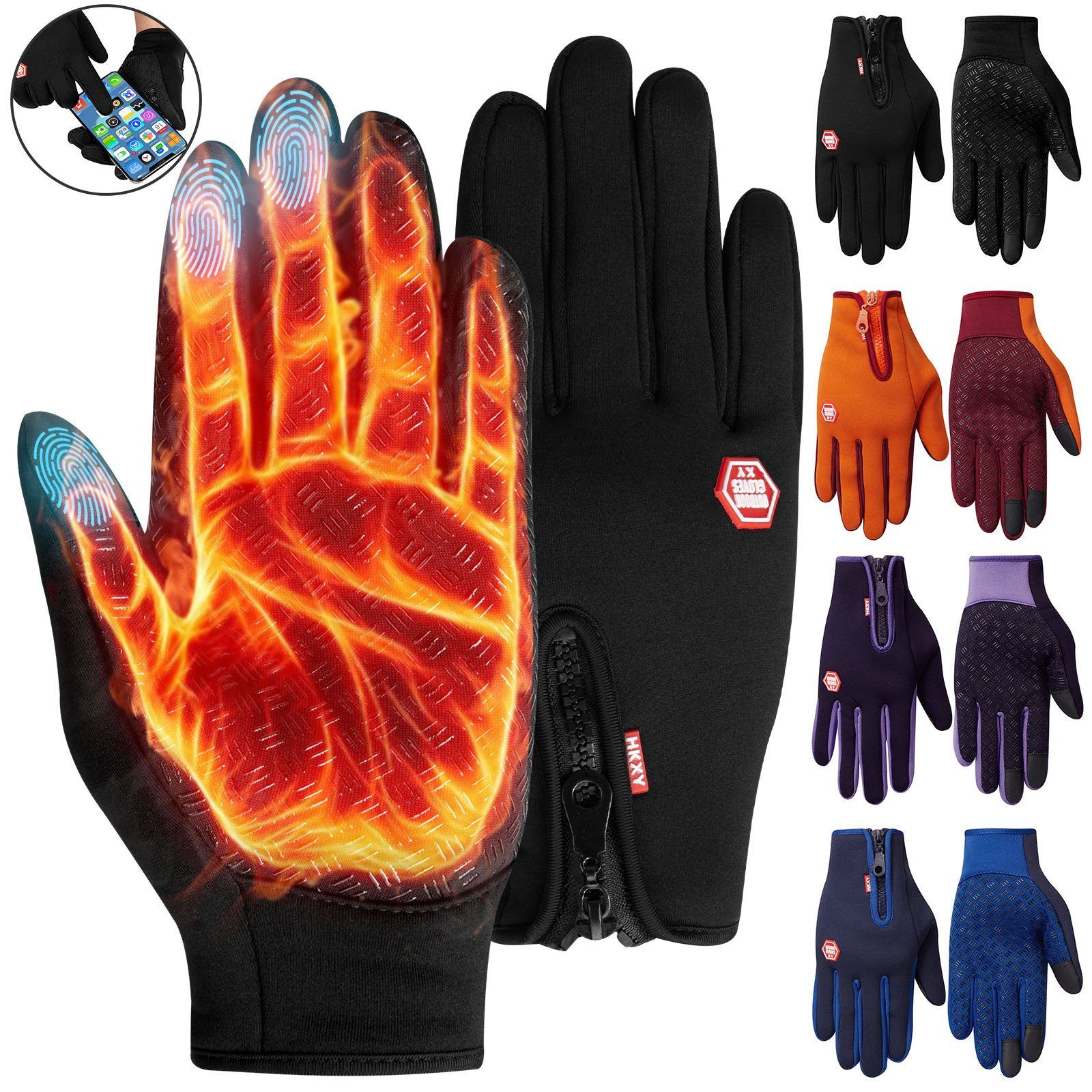 Handschuhe Fleecehandschuhe Touchscreen Thermo Winterhandschuhe Warm Anti-Rutsch BTTO Fleece Fleece Herren Winter, Damen Laufhandschuhe Winddicht