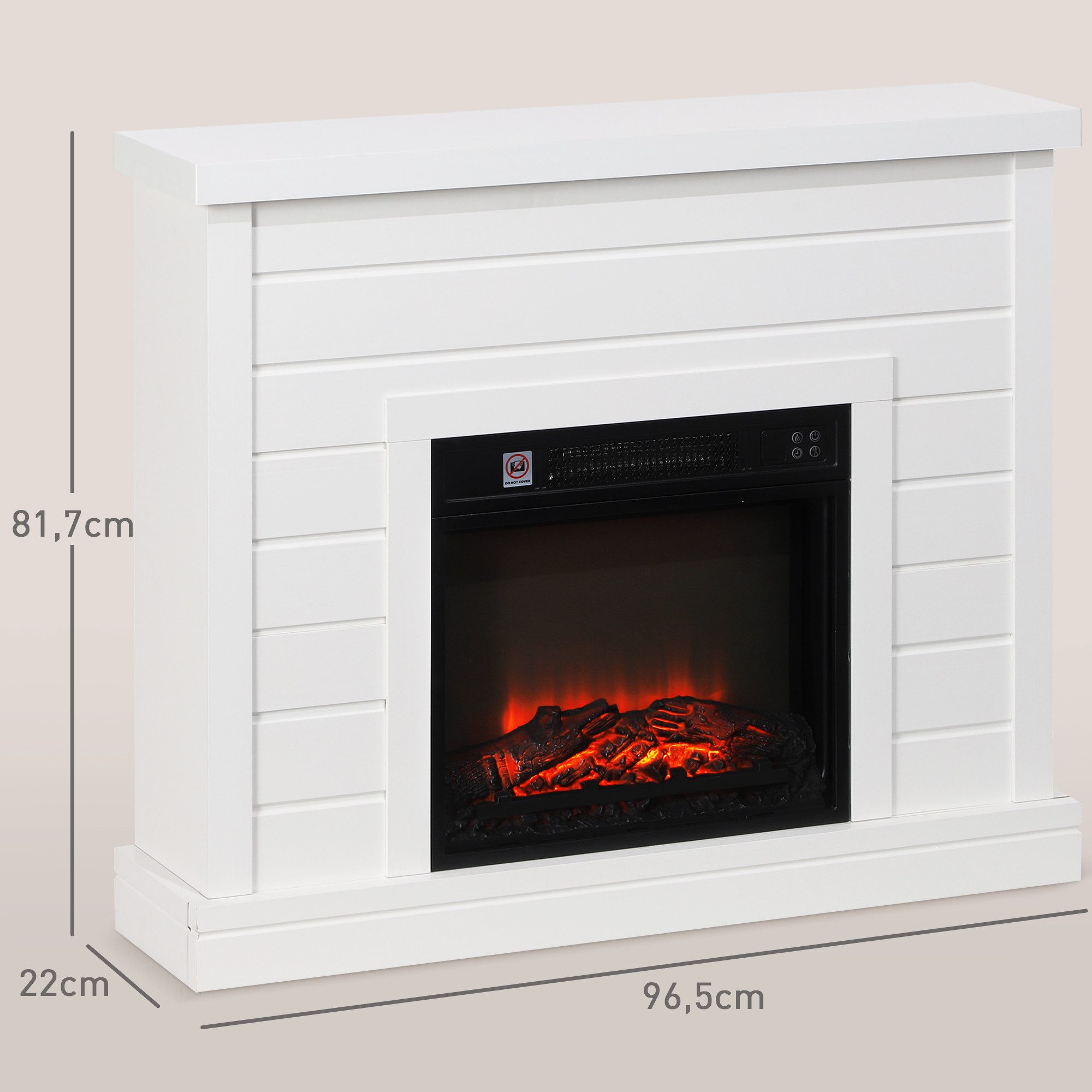 HOMCOM Elektrokamin Elektrokamin,Dekokamin mit Timer,1800W,Thermostat,schwarz, Überhitzungsschutz, Weiß