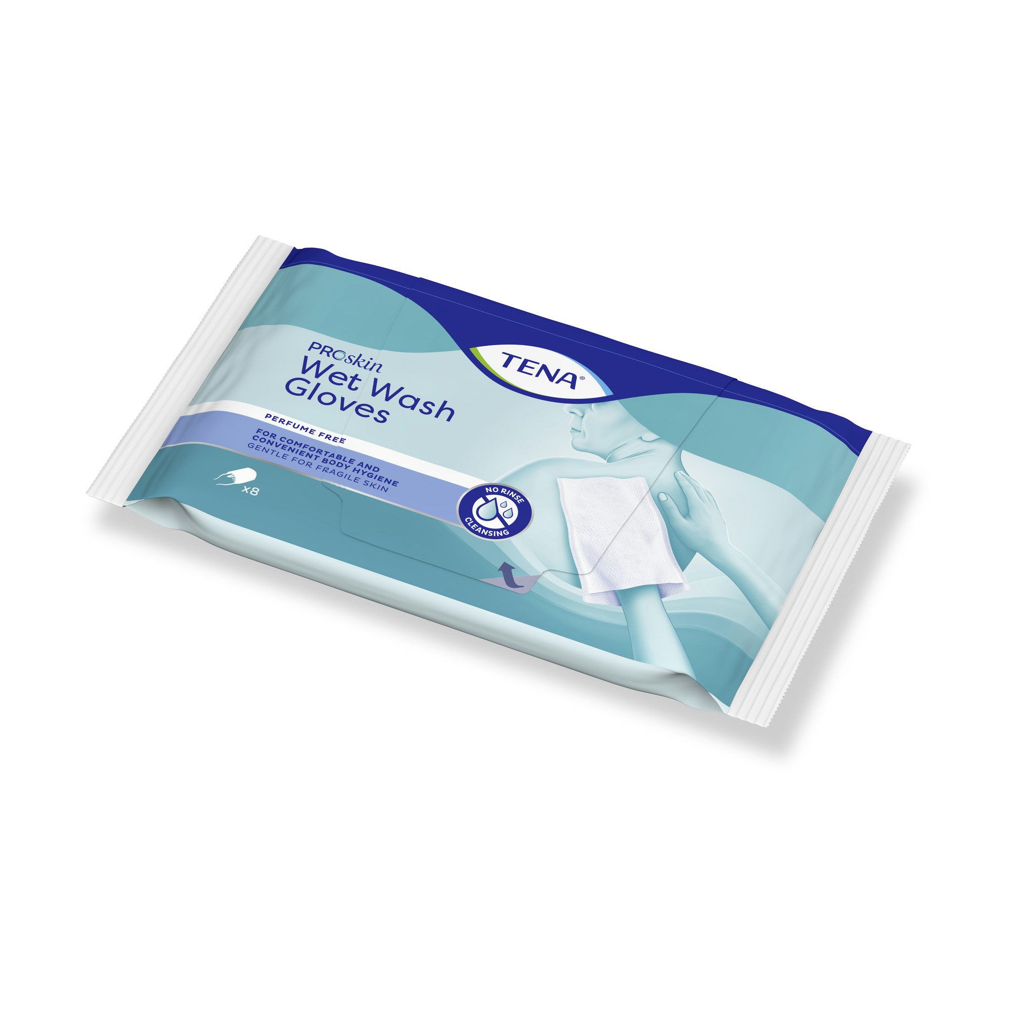 TENA Einmal-Waschhandschuh TENA Wet Wash Glove - feuchter Waschhandschuh (8-St)