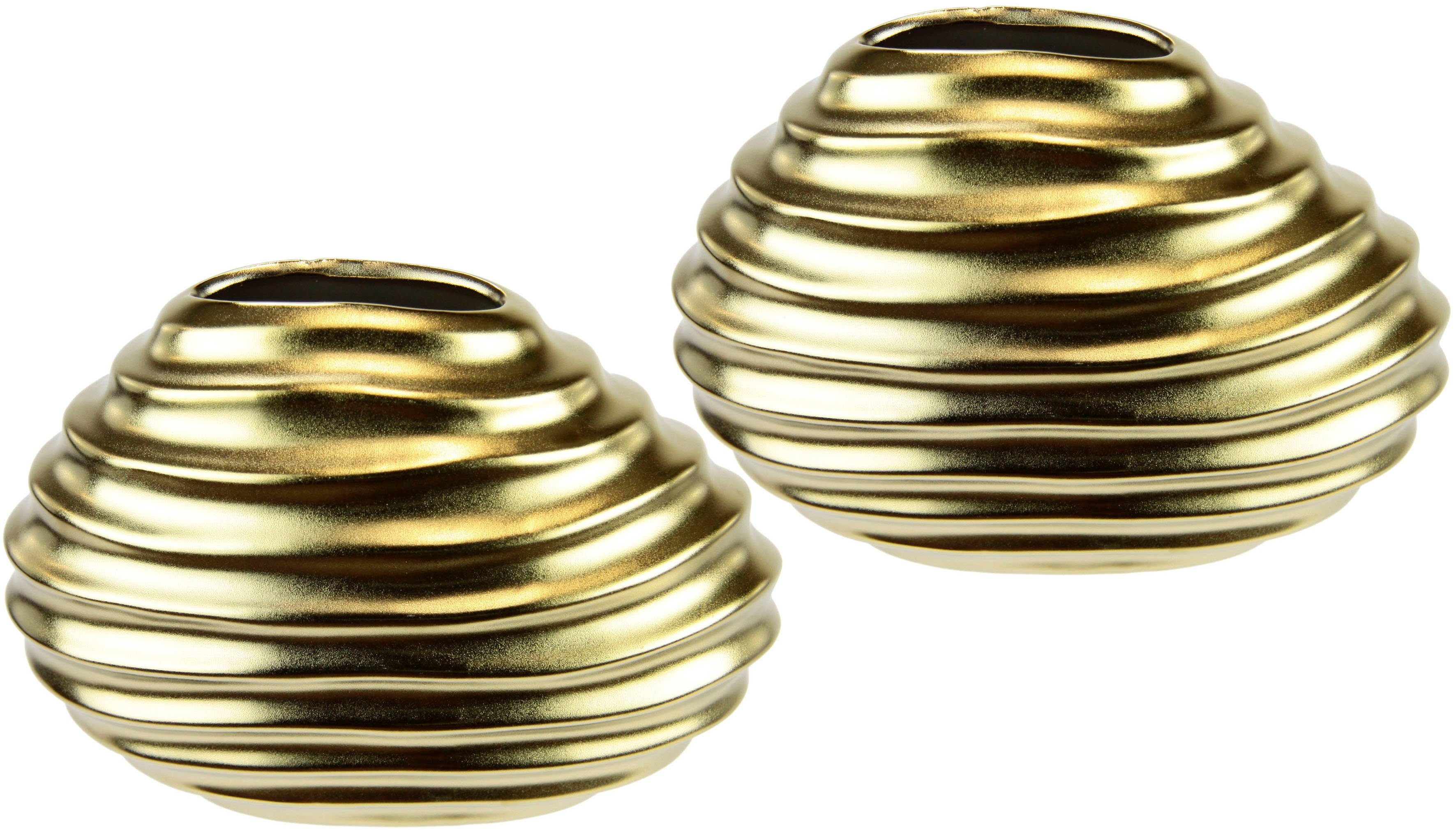 I.GE.A. Dekovase Keramik-Vase, 2er Set Kleine Vase Weiß Modern Keramik Tisc günstig online kaufen