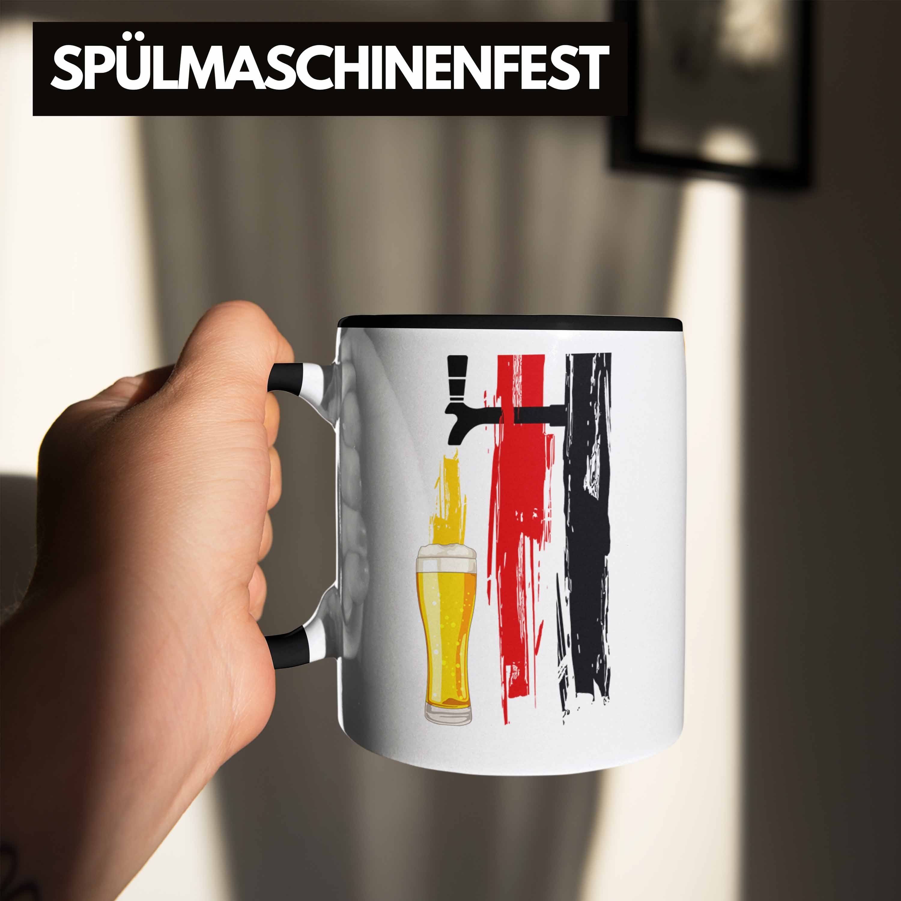 Tasse Deutschlandflagge Grafik Tasse Schwarz Trendation Bier Geschenke für Trendation - Männer und mit Bier