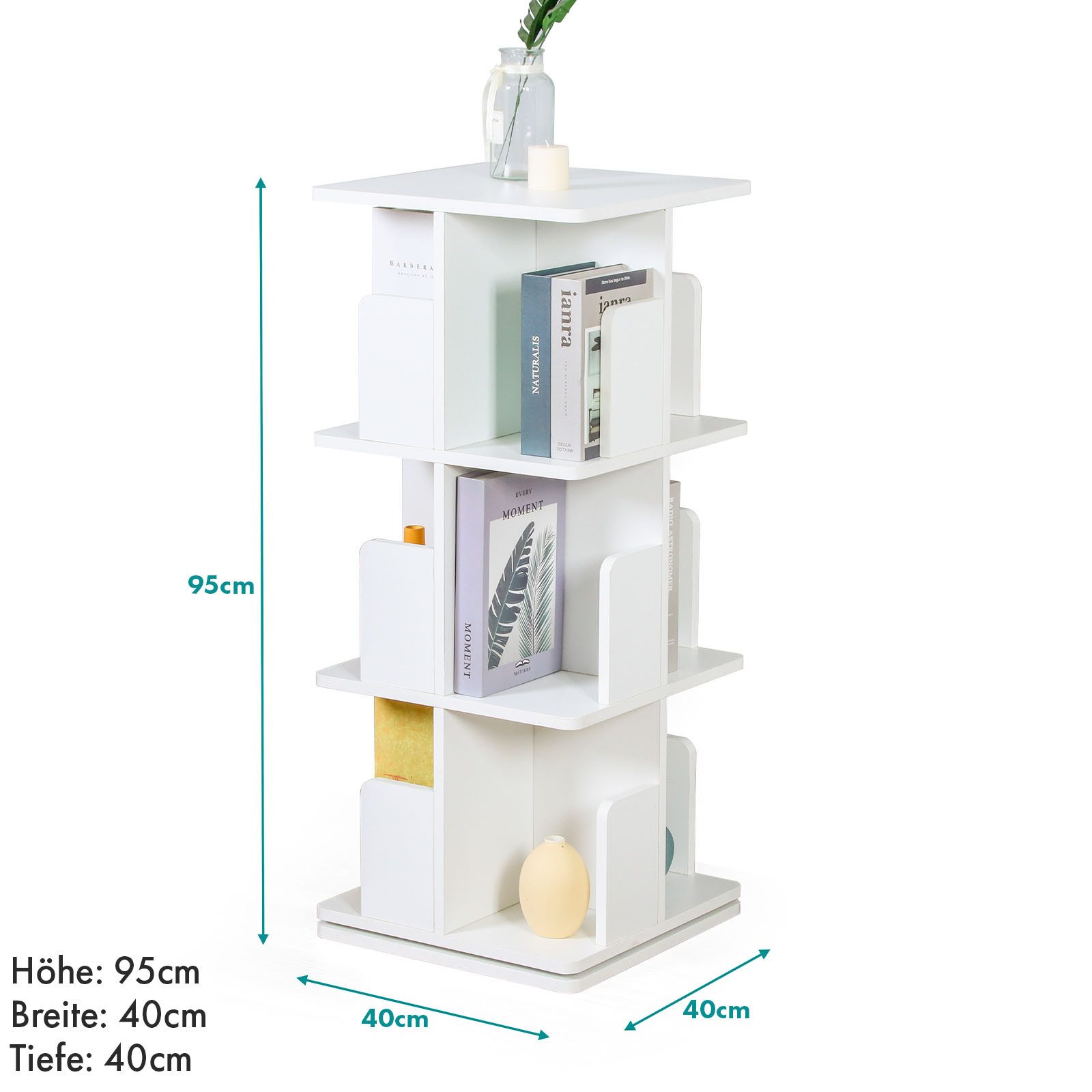 Floordirekt Bücherregal Indiana, drehbares 360° Standregal für Wohnzimmer, günstig online kaufen