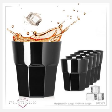 PLATINUX Glas Schwarze Wassergläser, Glas, 210ml (max.290ml) Trinkgläser Allzweckglas Saftglas Pokal stapelbar