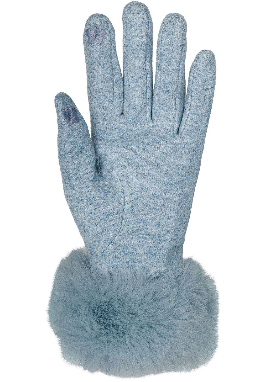 styleBREAKER Hellblau Fleecehandschuhe Handschuhe Touchscreen mit Kunstfell