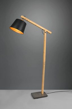 lightling Stehlampe Herbert, ohne Leuchtmittel, stylische Leselampe aus Massivholz mit Schirm aus Metall