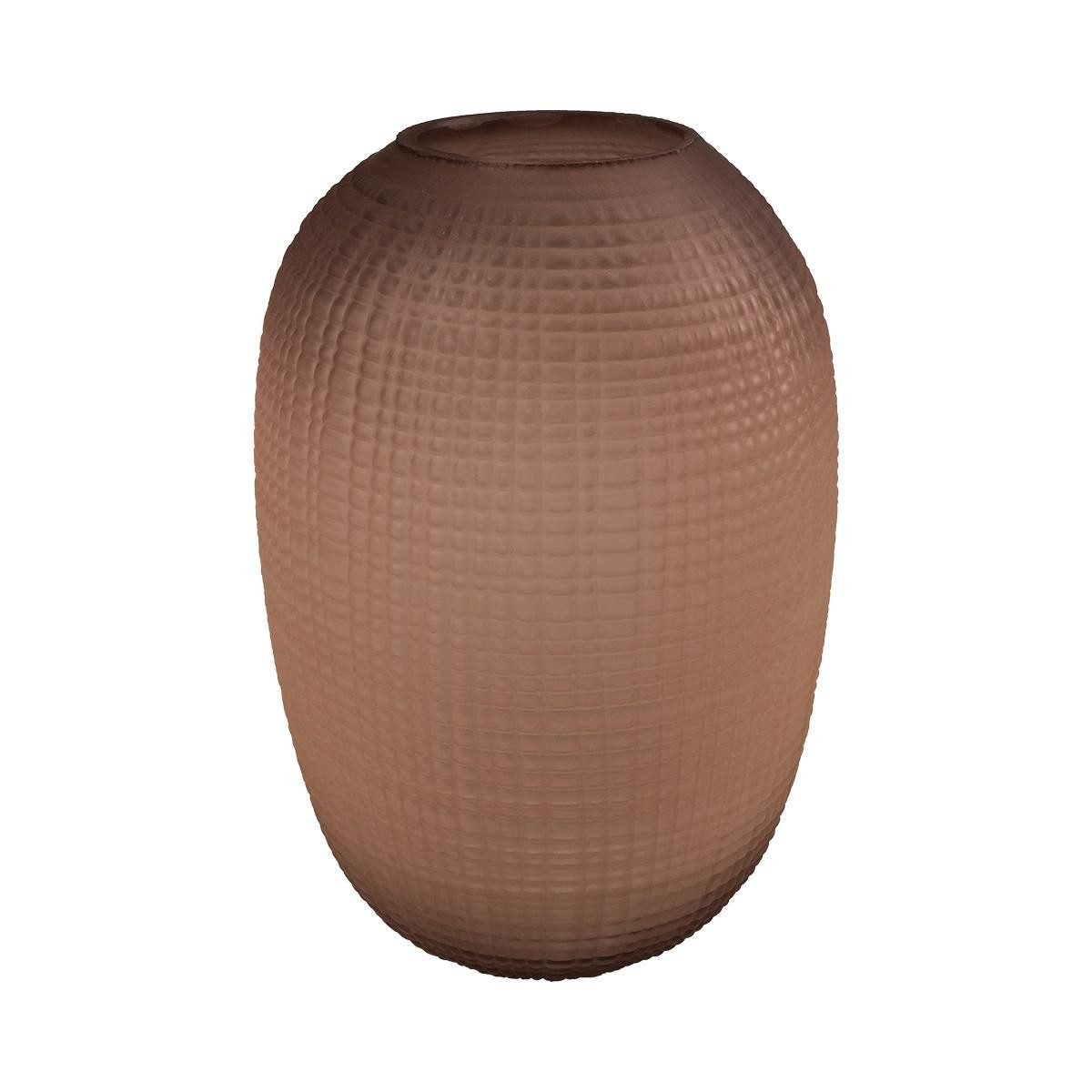 INNA-Glas Tischvase Bauchige Blumenvase FEDERIGO aus Glas, Karomuster, ros