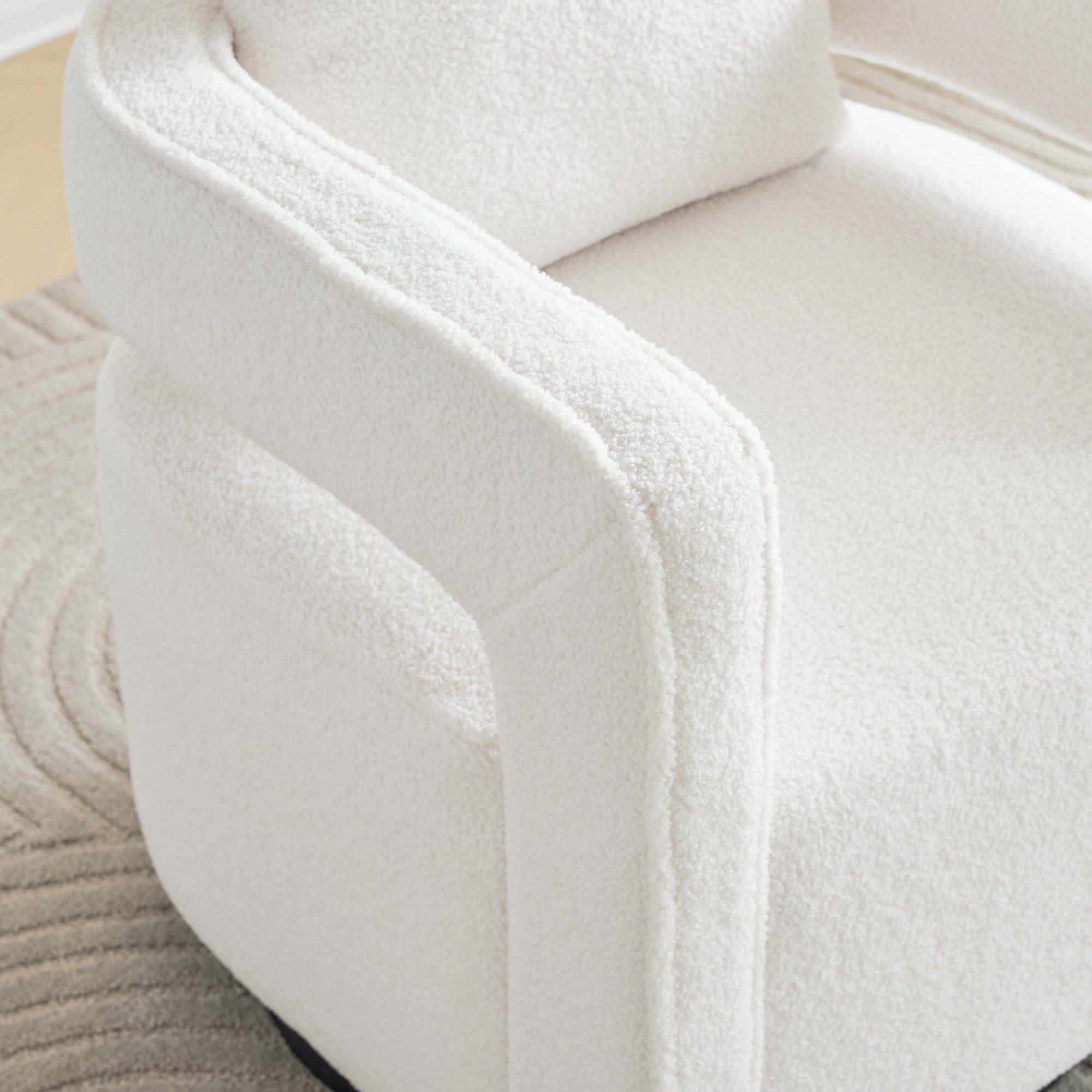 KLAM HOME Relaxsessel Einzelsofasessel mit für Polsterstuhl drehbar Armlehnen), weiß (Freizeitstuhl Wohn-, Drehsessel mit Kissen, Arbeitszimmer 360° und TV-Sessel Schlaf