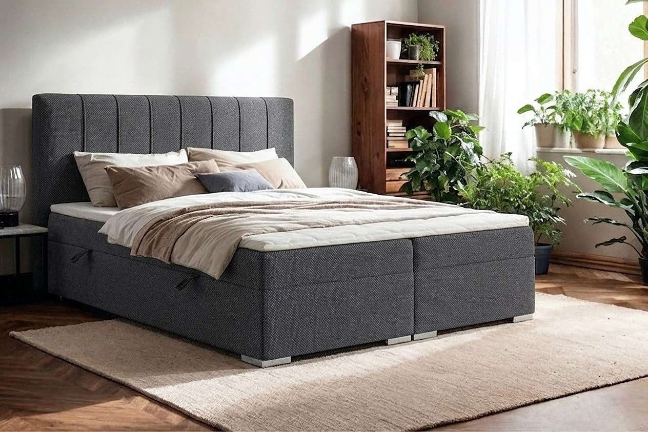 Home affaire Boxbett GALLIPOL mit Bettkästen, Matratze und Topper, Breite 140/160/180/200cm (Doppelbet mit Kopfteil), Stauraumbett mit Bonnell- oder Taschenfederkernmatratze (H2, H3)