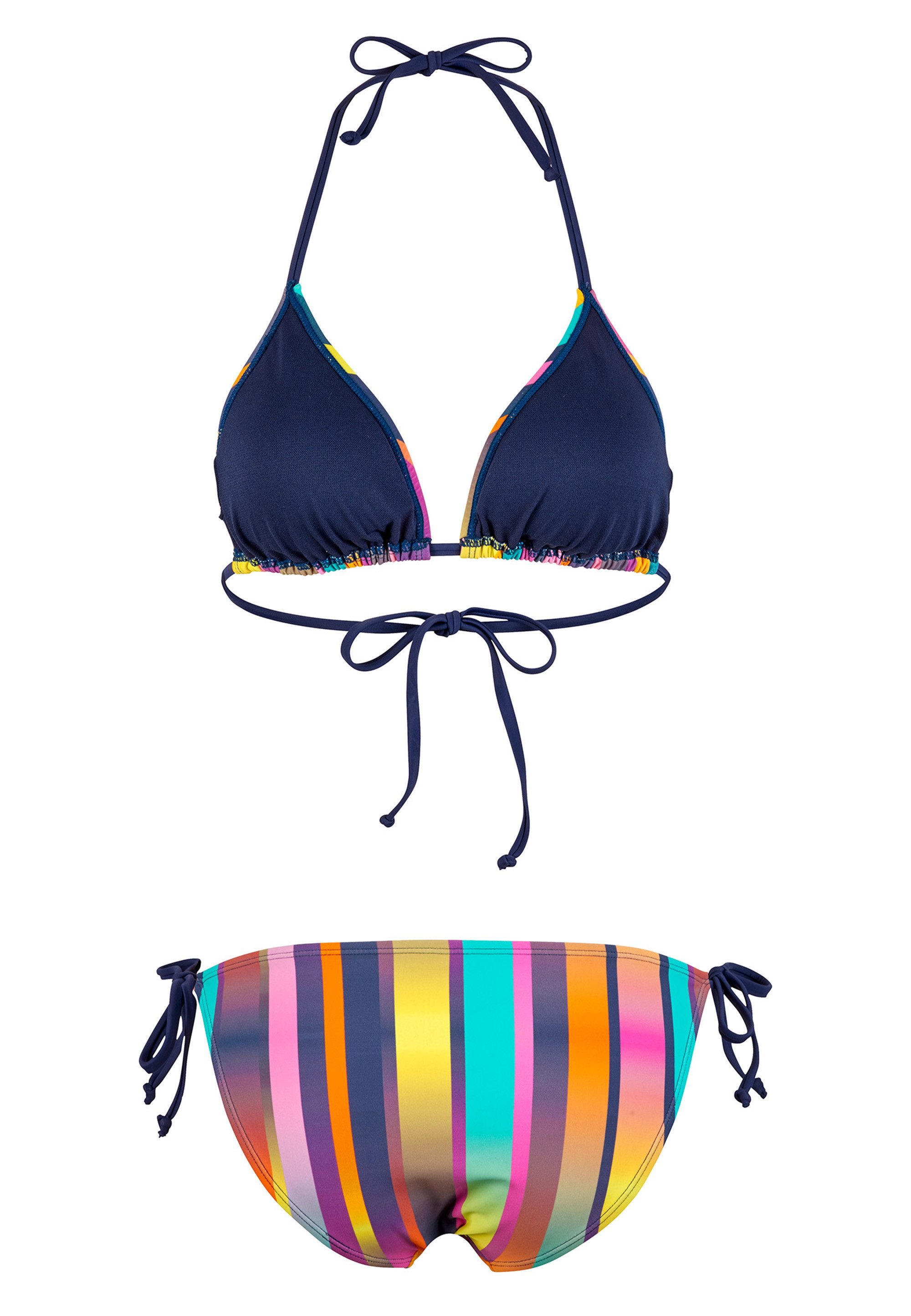 Beco Beermann Triangel-Bikini-Top Summer Stripes, in leuchtenden Regenbogenfarben – Bild 4 von 5