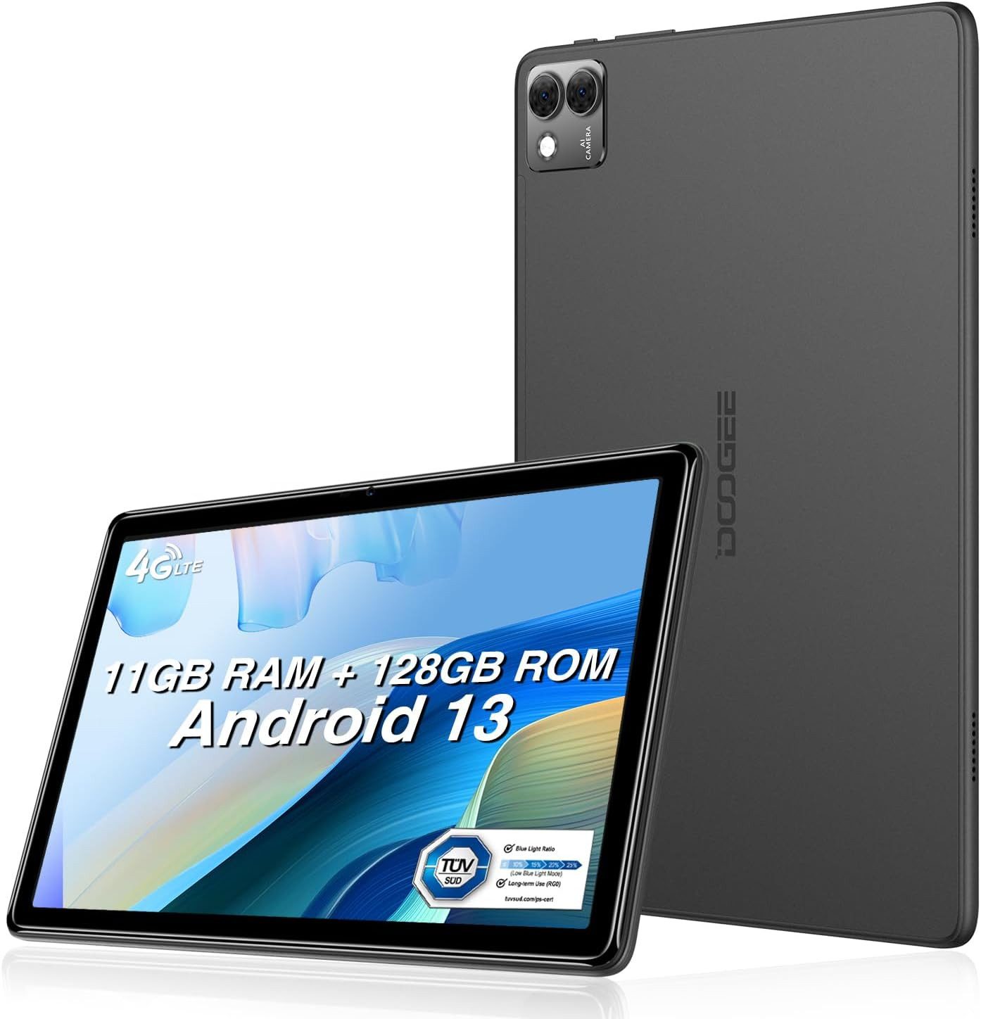 DOOGEE 6 GB RAM 6600 mAh, 8 MP + 5 MP Fast Gaming Tablet (10,3", 128 GB, Android 13, 4G LTE, Elegantes Multimediagerät für Arbeit, Unterhaltung und unterwegs)