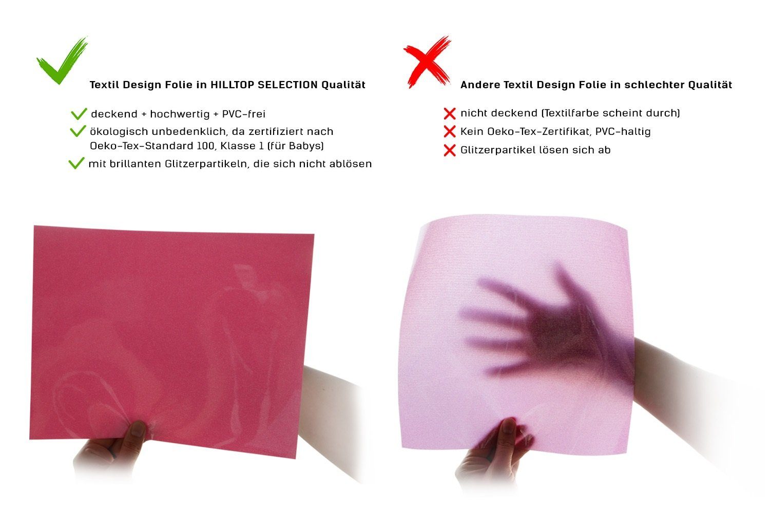 Hilltop Transferfolie/Textilfolie Aufbügeln, Plottern Transparentpapier zum perfekt zum Jade Glitzer