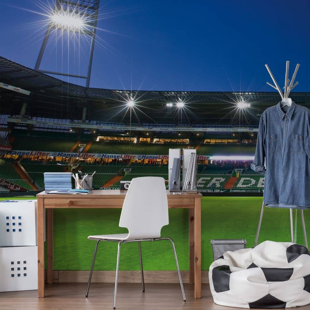 K&L Wall Art Fototapete Große Fußball Fototapete SV Werder Bremen Weserstadion XXL Vliestapete, sportliche Wohnzimmer Tapete