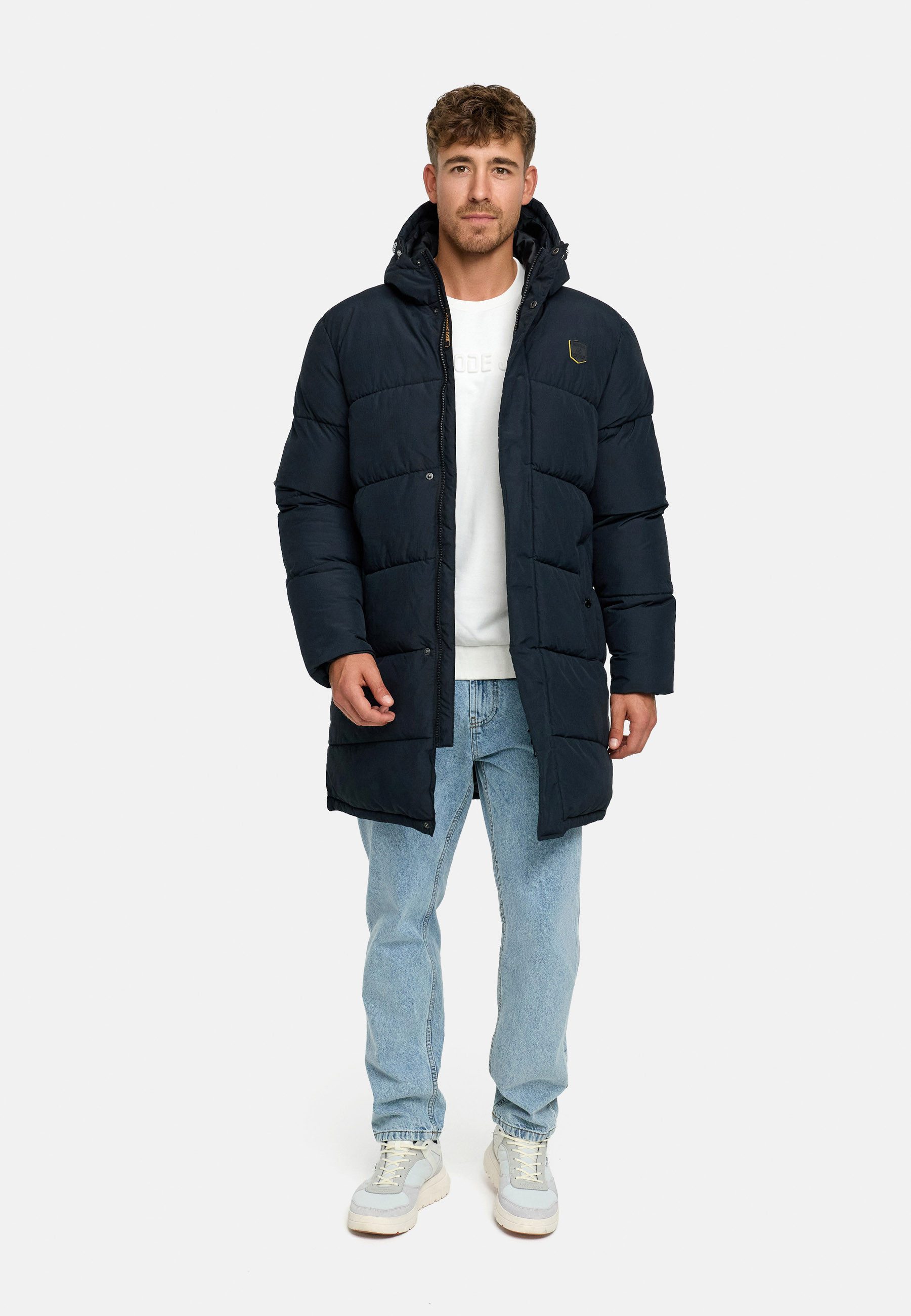Indicode Winterjacke Herren INPazze Jacke Winter Herrenjacke Steppjacke mit Kapuze und Reißverschluss
