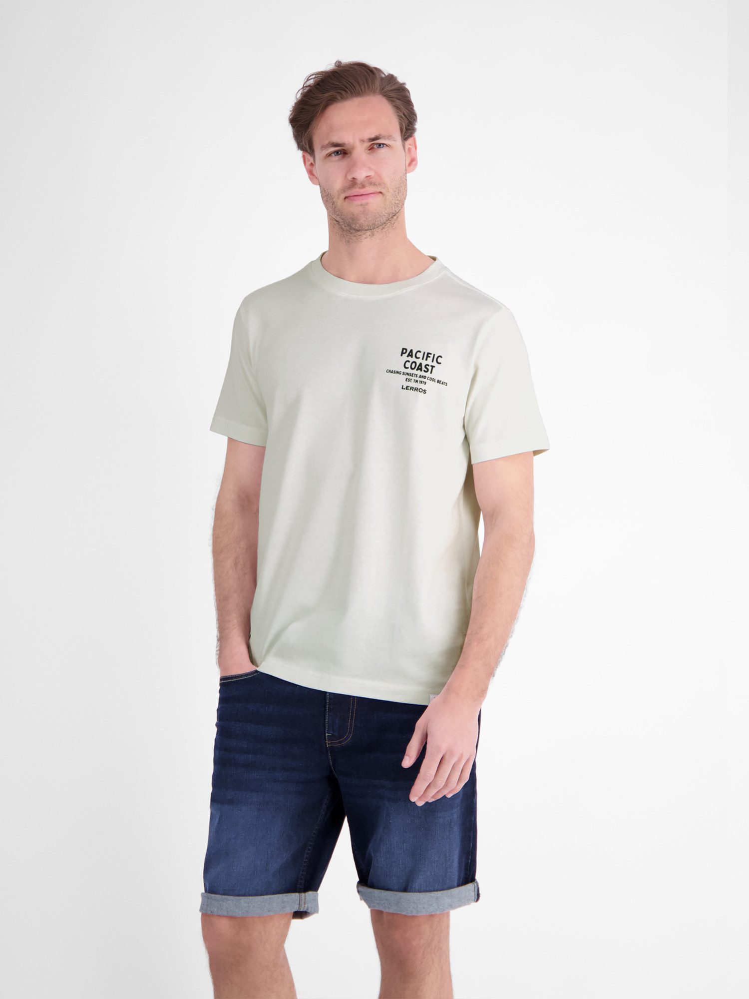 LERROS T-Shirt Sportliches T-Shirt aus Baumwolle mit Brust- und Rückenprint
