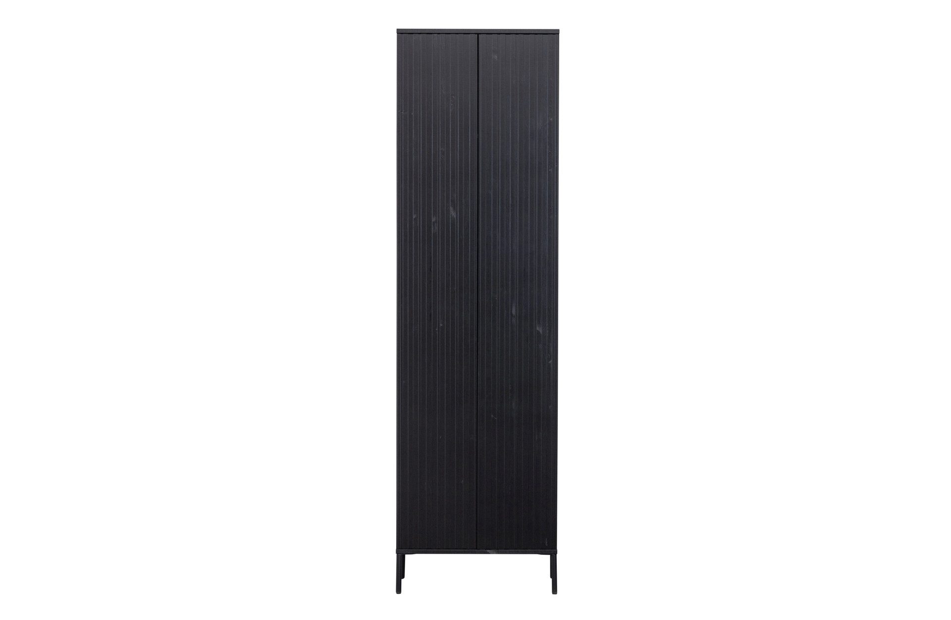 WOOOD Mehrzweckschrank Gravure aus Kiefernholz, Schwarz Push-to-Open-System