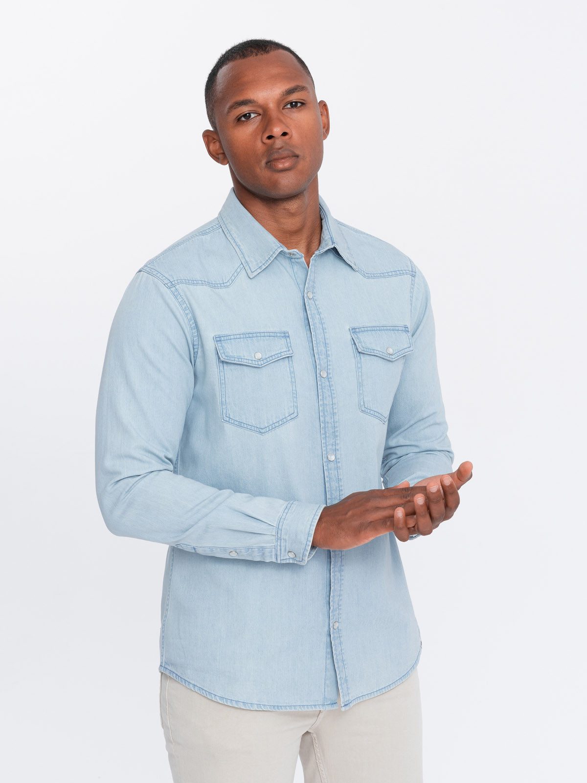 OMBRE Jeanshemd Jeanshemd mit Druckknopfverschluss günstig online kaufen