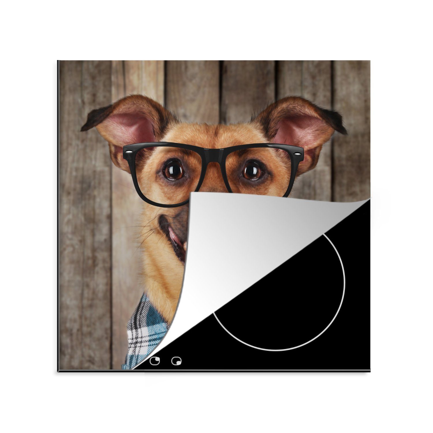 - - cm, tlg), MuchoWow Herdblende-/Abdeckplatte Vinyl, küche Brille (1 Hipster, Ceranfeldabdeckung, für Arbeitsplatte 78x78 Hund - Bluse