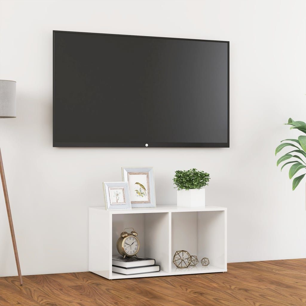 Holzwerkstoff TV-Schrank 72x35x36,5 furnicato Hochglanz-Weiß cm