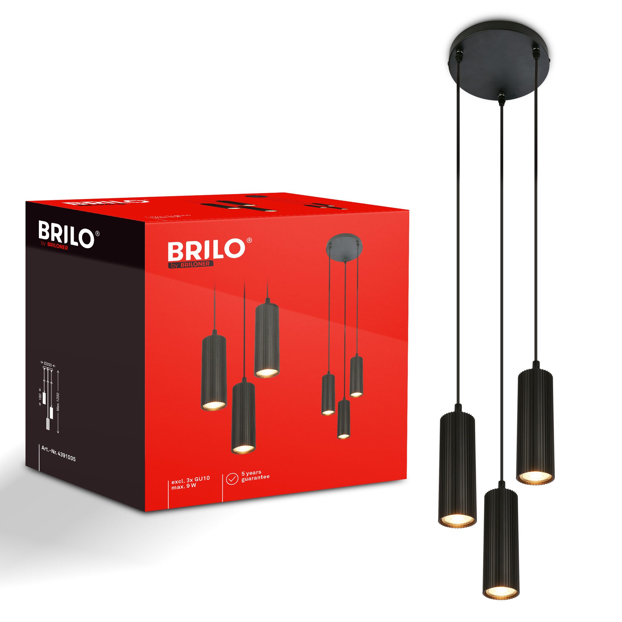 Briloner Leuchten LED Pendelleuchte IDA, ohne Leuchtmittel, Ø21,5 cm, Esszimmer, Esstisch, Wohnzimmer