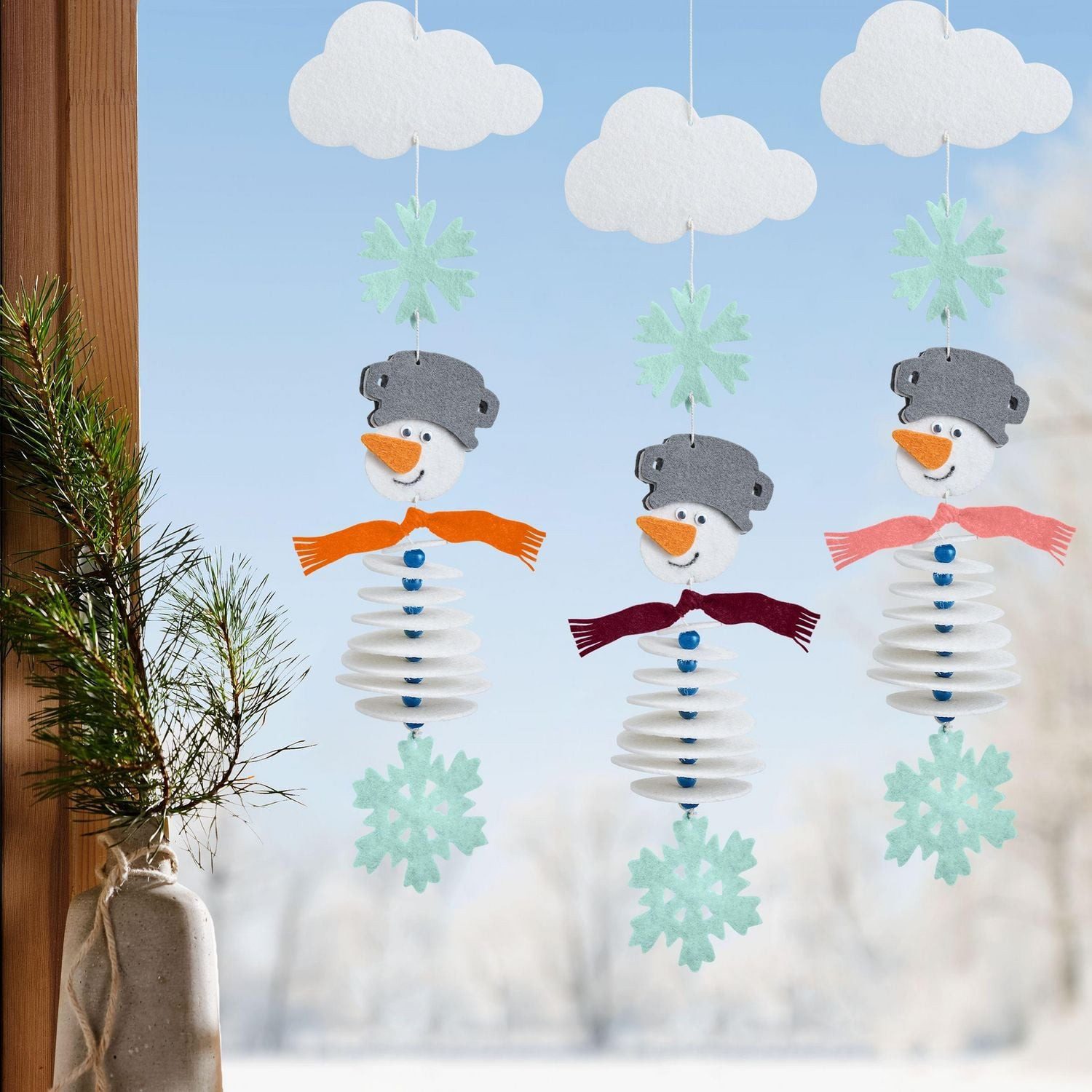 Haba Spiel Bastelset - Erstes Fädeln Filzgirlande Schneemann