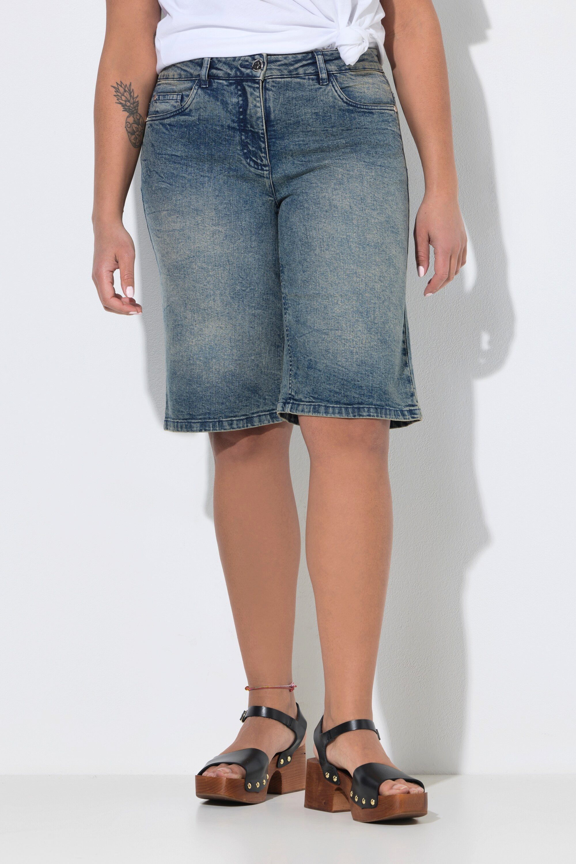 Angel of Style Regular-fit-Jeans Jeans-Bermuda weites Bein High Waist 5-Pocket