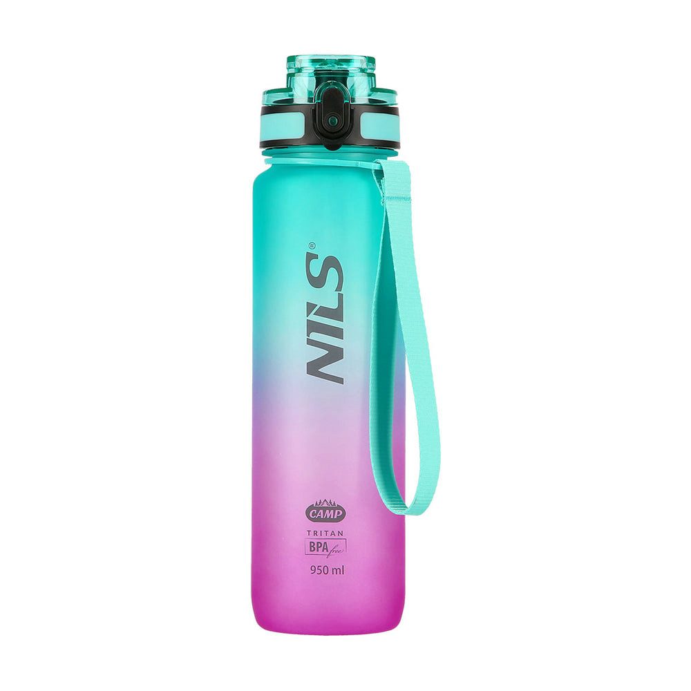 NILS CAMP Trinkflasche Sportflasche Tritanflasche, BPA-frei, Fruchteinsatz, Sicherheitsverschluss, Handschlaufe