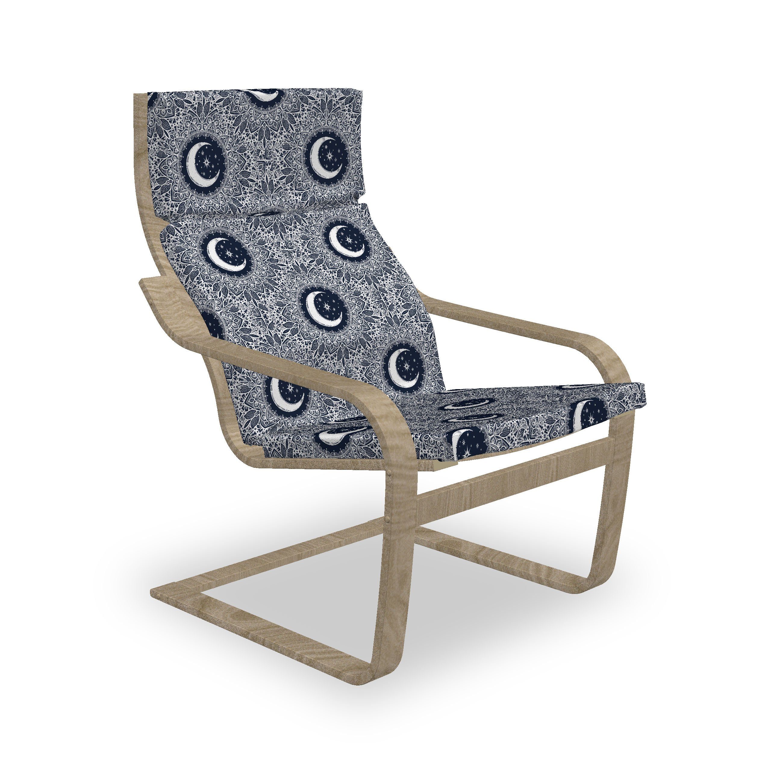 Abstrakt Stuhlkissen Crescent mit und Abakuhaus Hakenschlaufe mit Mond-Stern-Blätter Reißverschluss, Stuhlkissen Sitzkissen
