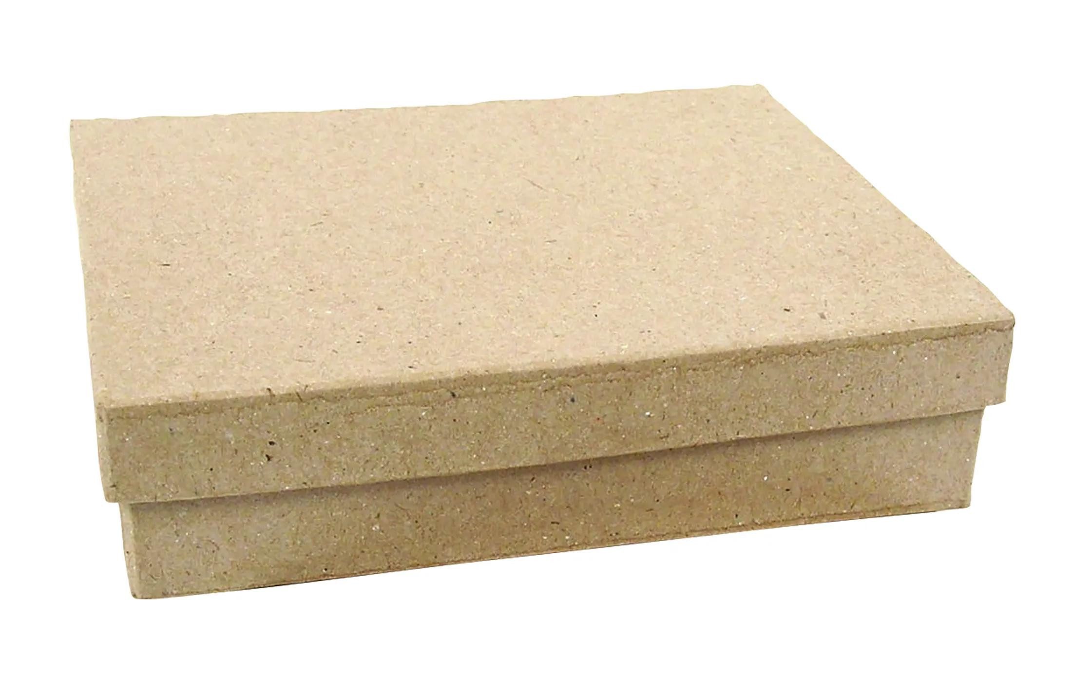 décopatch Papierdekoration 4x Braunes Pappmaché, rechteckige Box 12x9x3,5cm - Kartonbraun BT038C, DECO-Supports