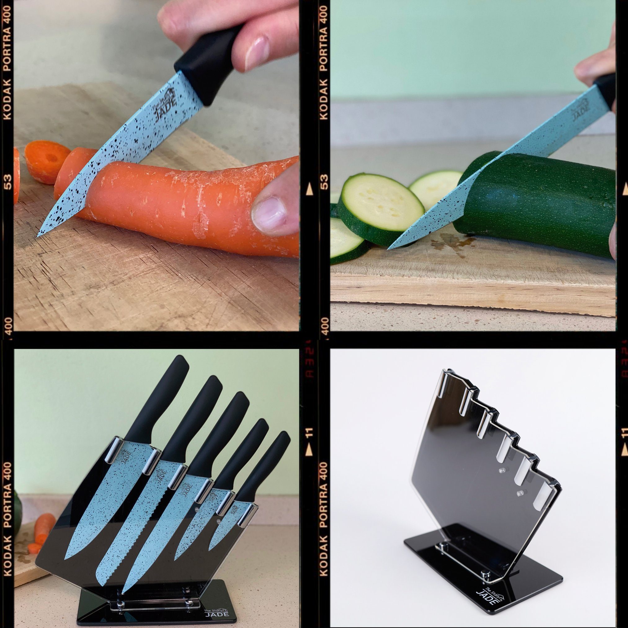 Starlyf Messer-Set Jade Knife Series Messerständer mit 5 und (Set, Jadepulverbeschichtung 6-tlg), aus Set + Stand Messern