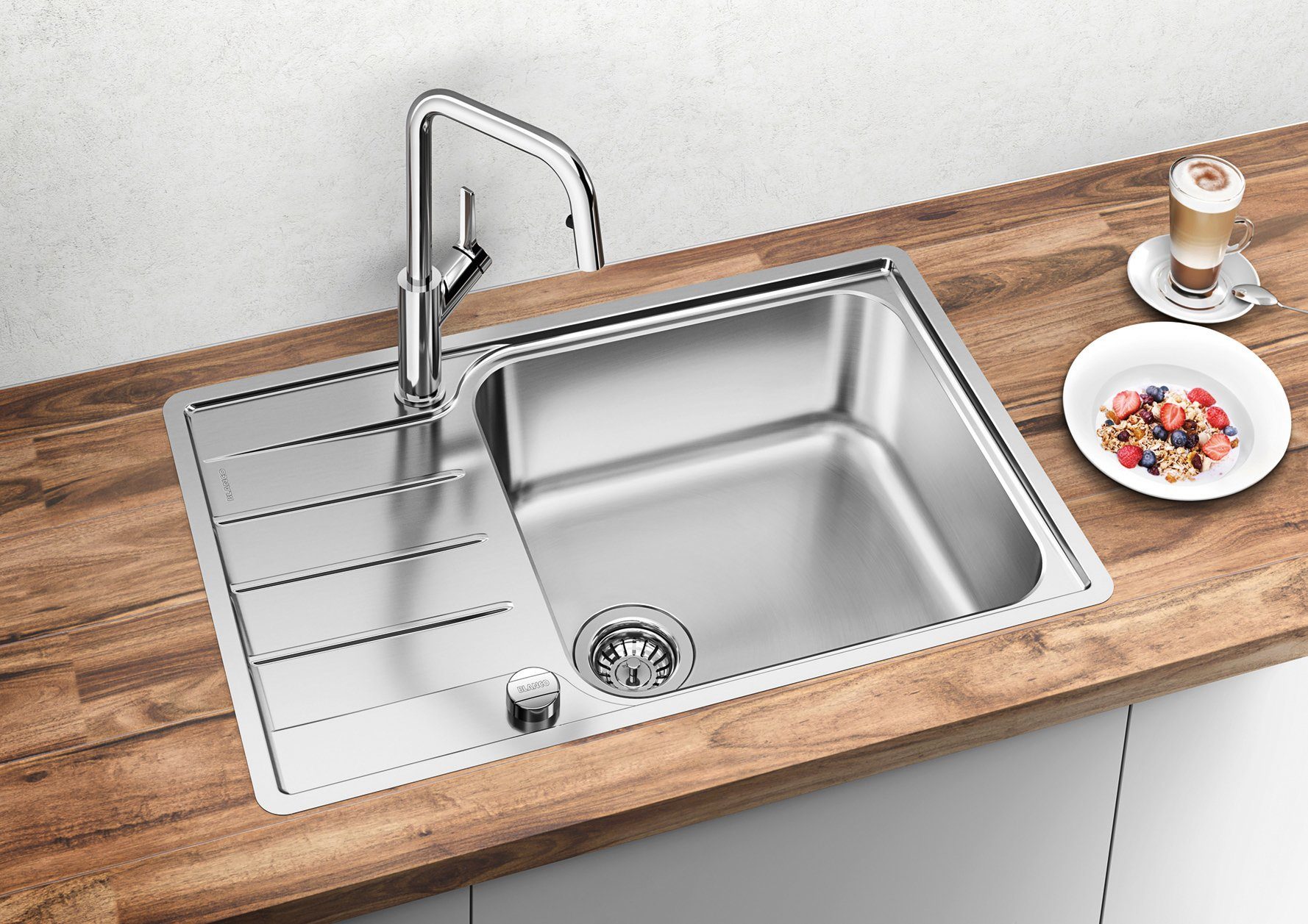 Blanco Edelstahlspüle LEMIS XL 6 S-IF Compact, eckig, 50/78 cm, (1 St), zum wechselseitigen Einbau geeignet