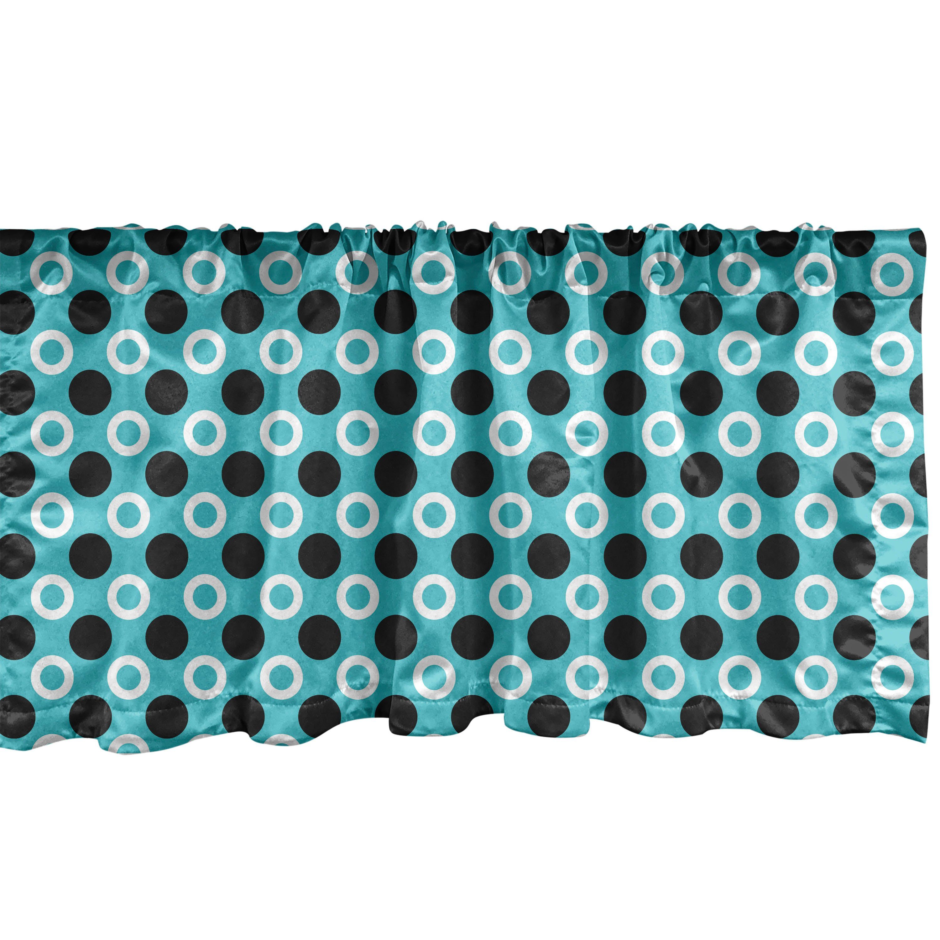 Scheibengardine Vorhang Volant für Küche Schlafzimmer Dekor mit Stangentasche, Abakuhaus, Microfaser, Geometrisch Symmetrische-Kreis-Punkte