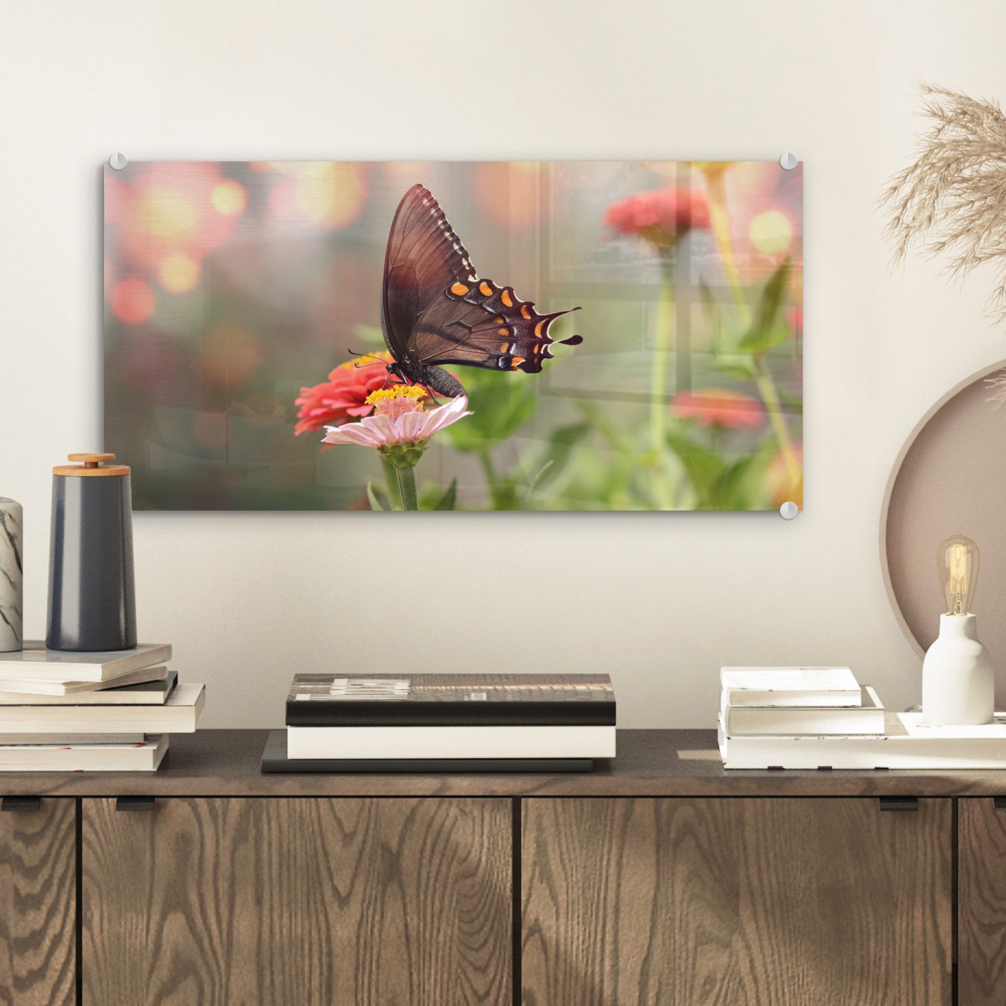 MuchoWow Acrylglasbild Blumen - Schmetterling - günstig online kaufen