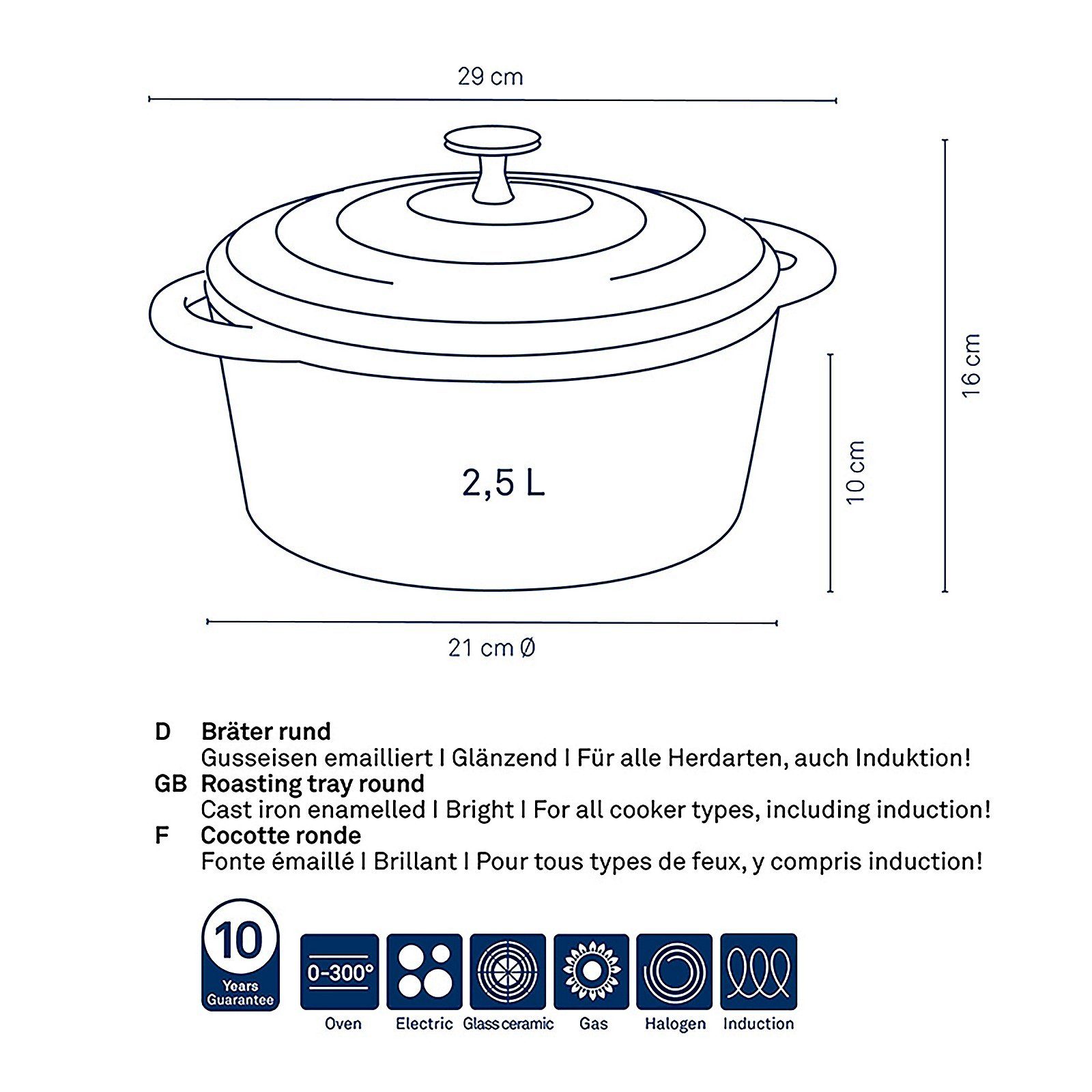kela Bräter Calido, emailliert, gute Wärmespeicherung, Induktion, Allherdboden, bis 300°C