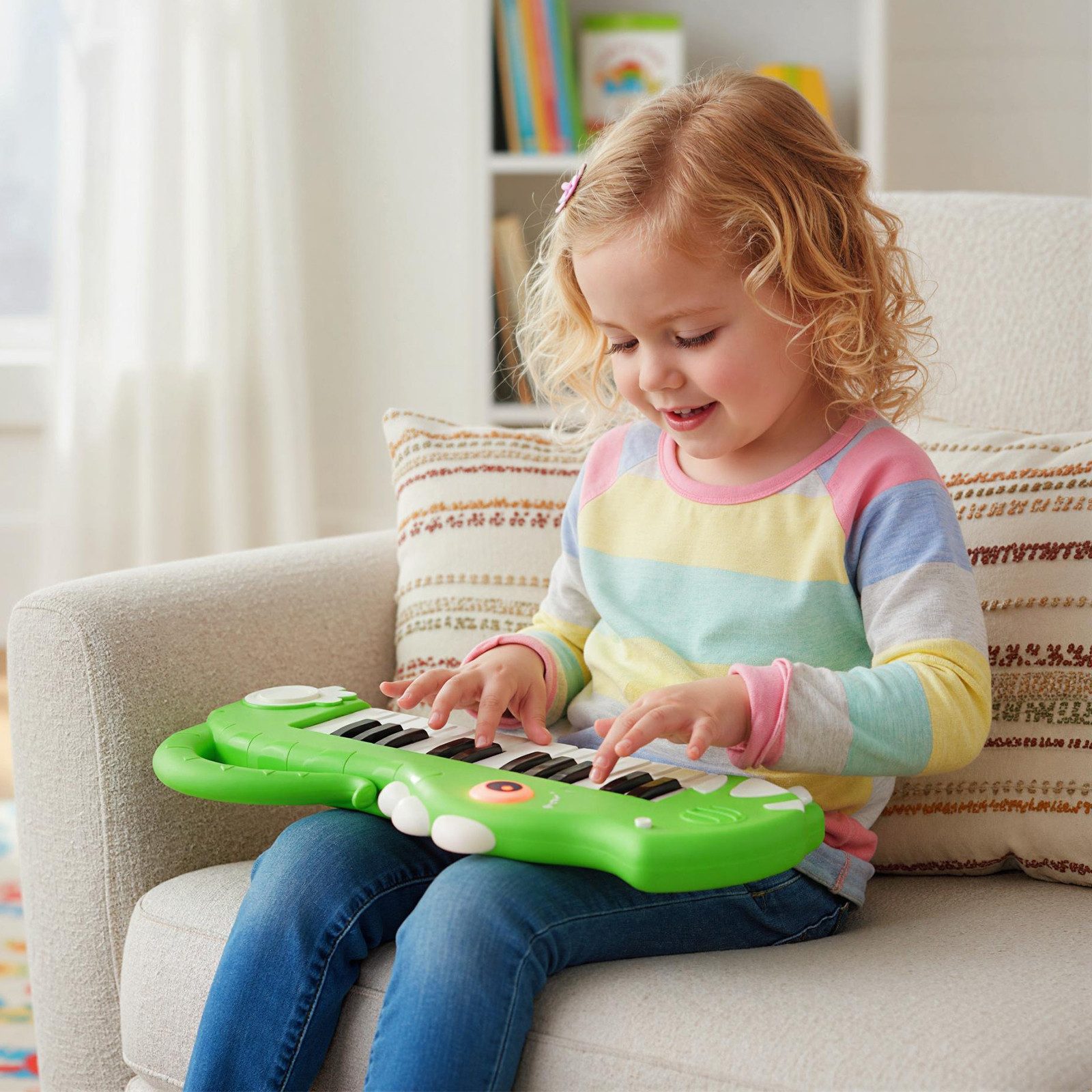 COSTWAY Spielzeug-Musikinstrument, 25-Tasten Kinder-Digitalpiano mit eingebauter Musik & Licht