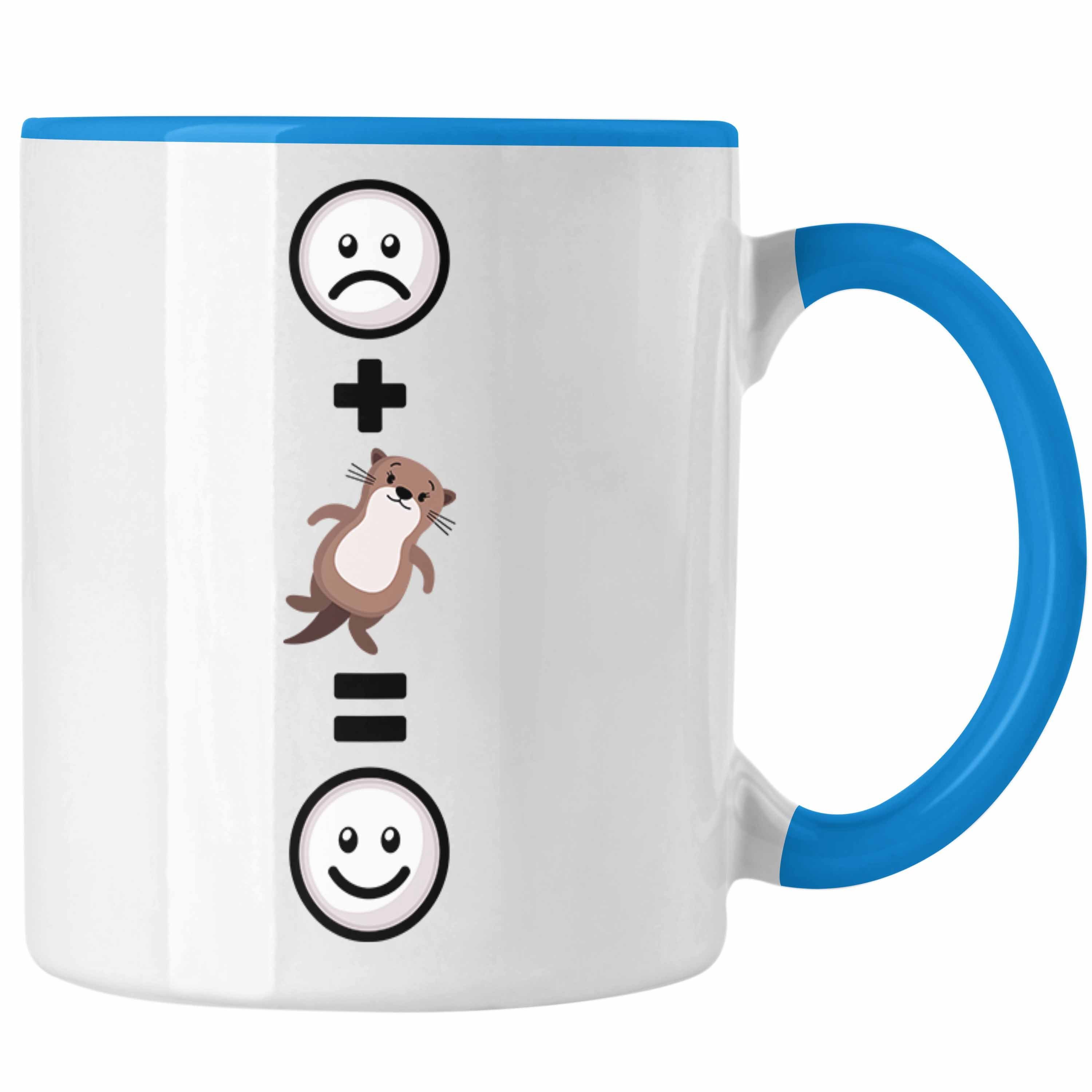 Trendation Tasse Otter Tasse Geschenk für Otter-Liebhaber Fans Lustige Geschenkidee :( Blau