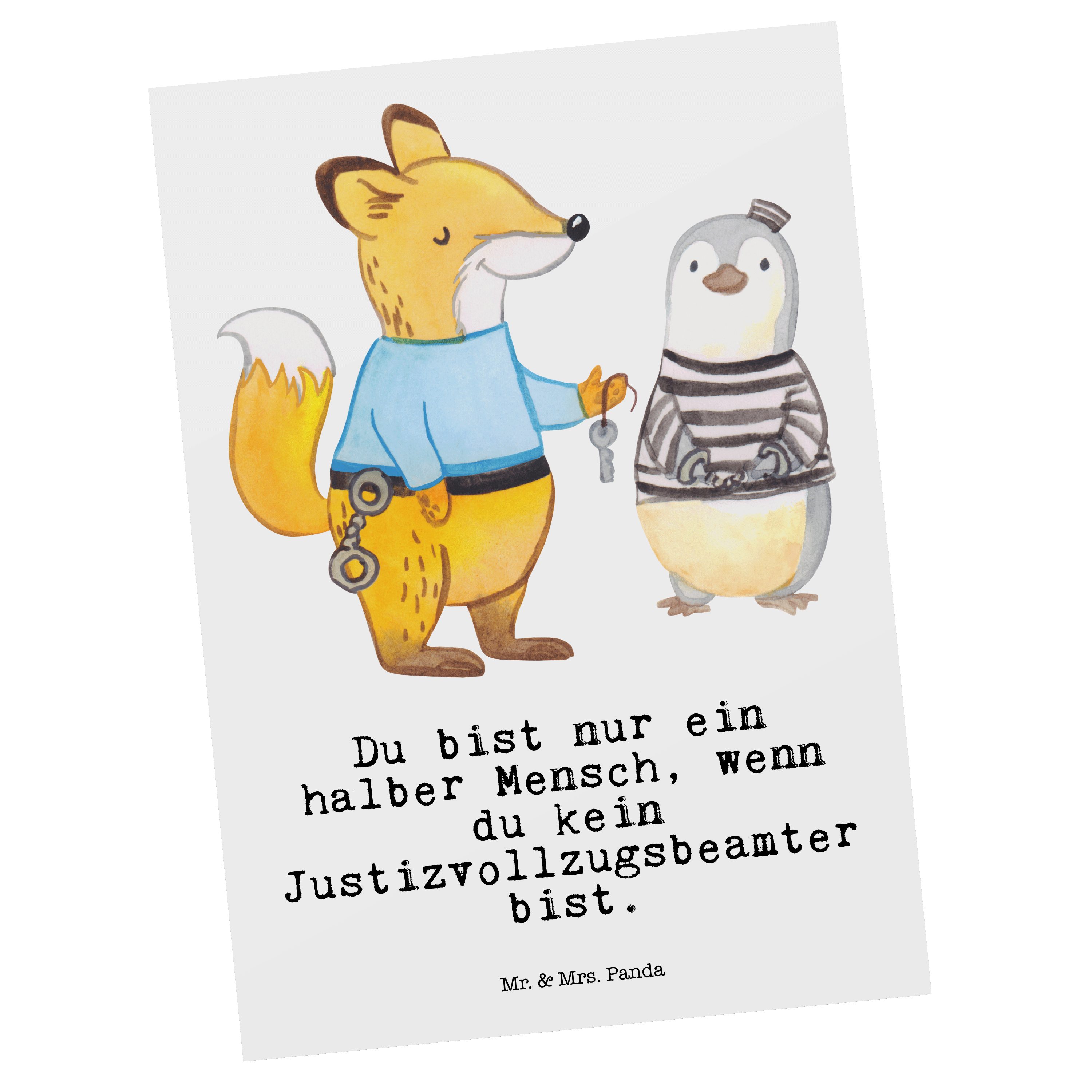 Mr. & Mrs. Panda Postkarte Justizvollzugsbeamter mit Herz - Weiß - Geschenk, Grußkarte, Jubiläum