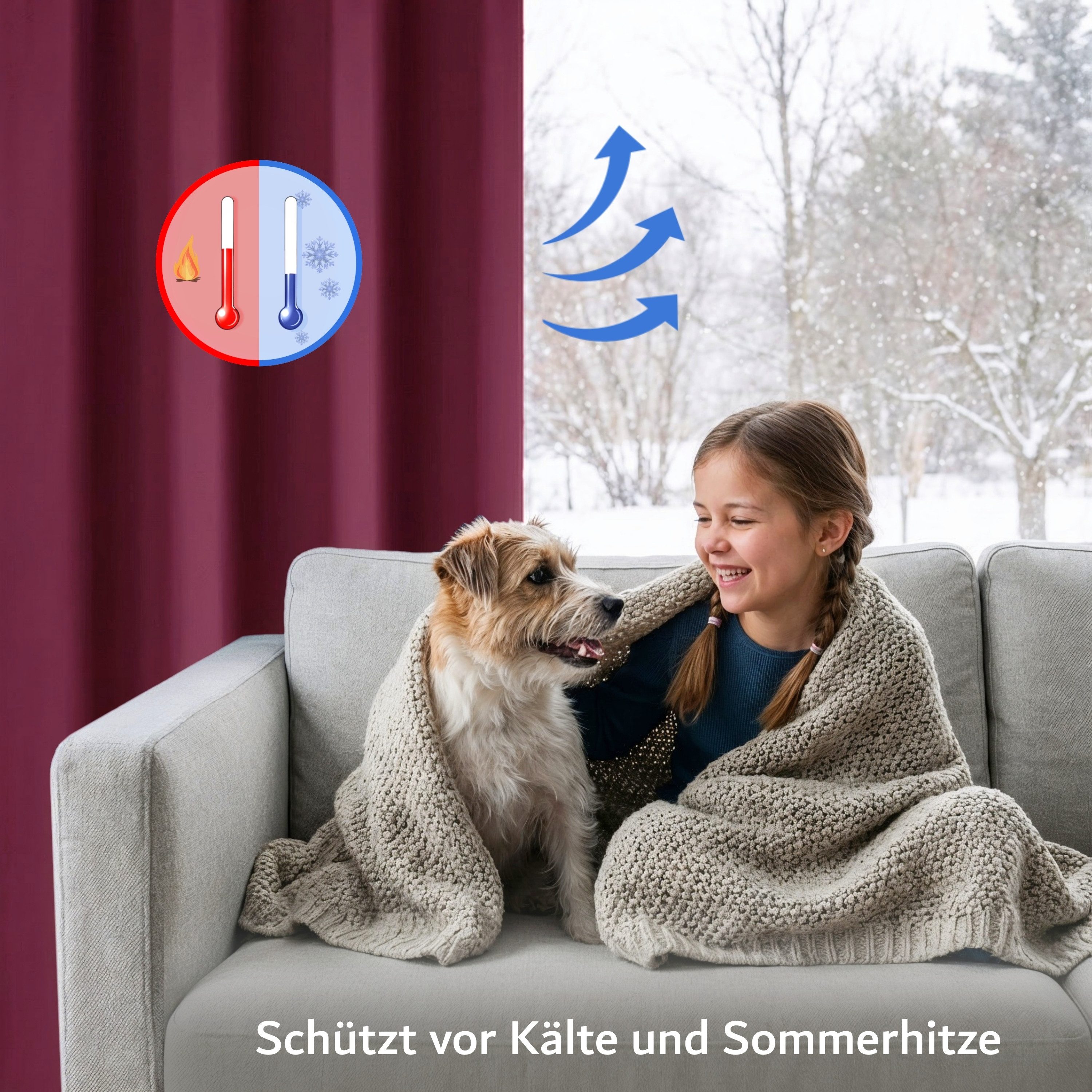 Cozyor Verdunkelungsvorhang 2er-Set inkl. 2 Magnethalter, thermoisolierend, Gardinen blickdicht (2 St), Ösen, verdunkelnd, Mikrofaser Polyester, Gardinen Thermo – Bild 4 von 5