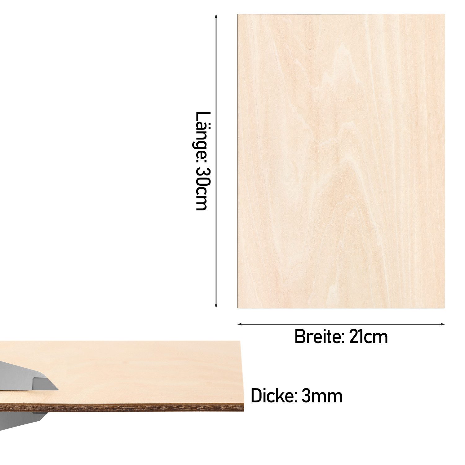 Clanmacy Bastelnaturmaterial Sperrholzplatte Linde 3mm Birkensperrholz Dünne Holz-Zuschnitte,10xA4, (10-tlg)
