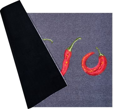 Fußmatte Hot Chili, Grund, rechteckig, Höhe: 8 mm, Schmutzfangmatte, Motiv Chilis, waschbar, den