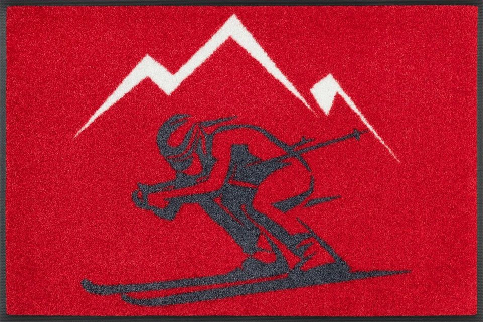 Fußmatte Ski, wash+dry by Kleen-Tex, rechteckig, Höhe: 7 mm,  Schmutzfangmatte, Motiv Skifahrer, rutschhemmend
