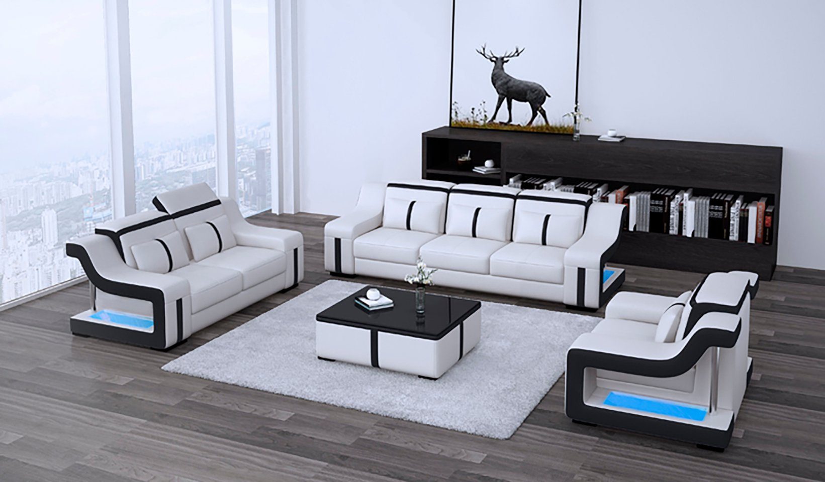 JVmoebel Sofa Design Modern Couchgarnitur Sofagarnitur Set Wohnzimmer Set 3+ 2+1 + Couchtisch