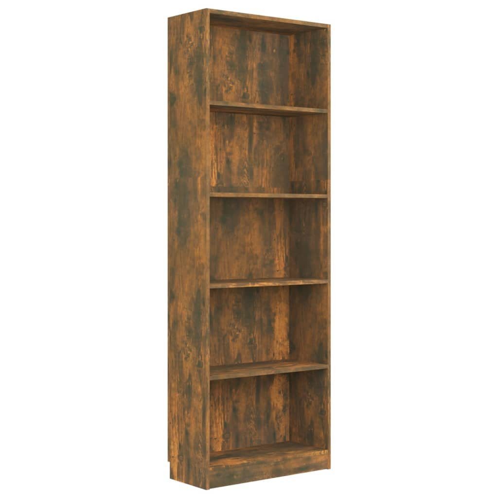 furnicato Bücherregal 5 cm 60x24x175 Holzwerkstoff Fächer Räuchereiche