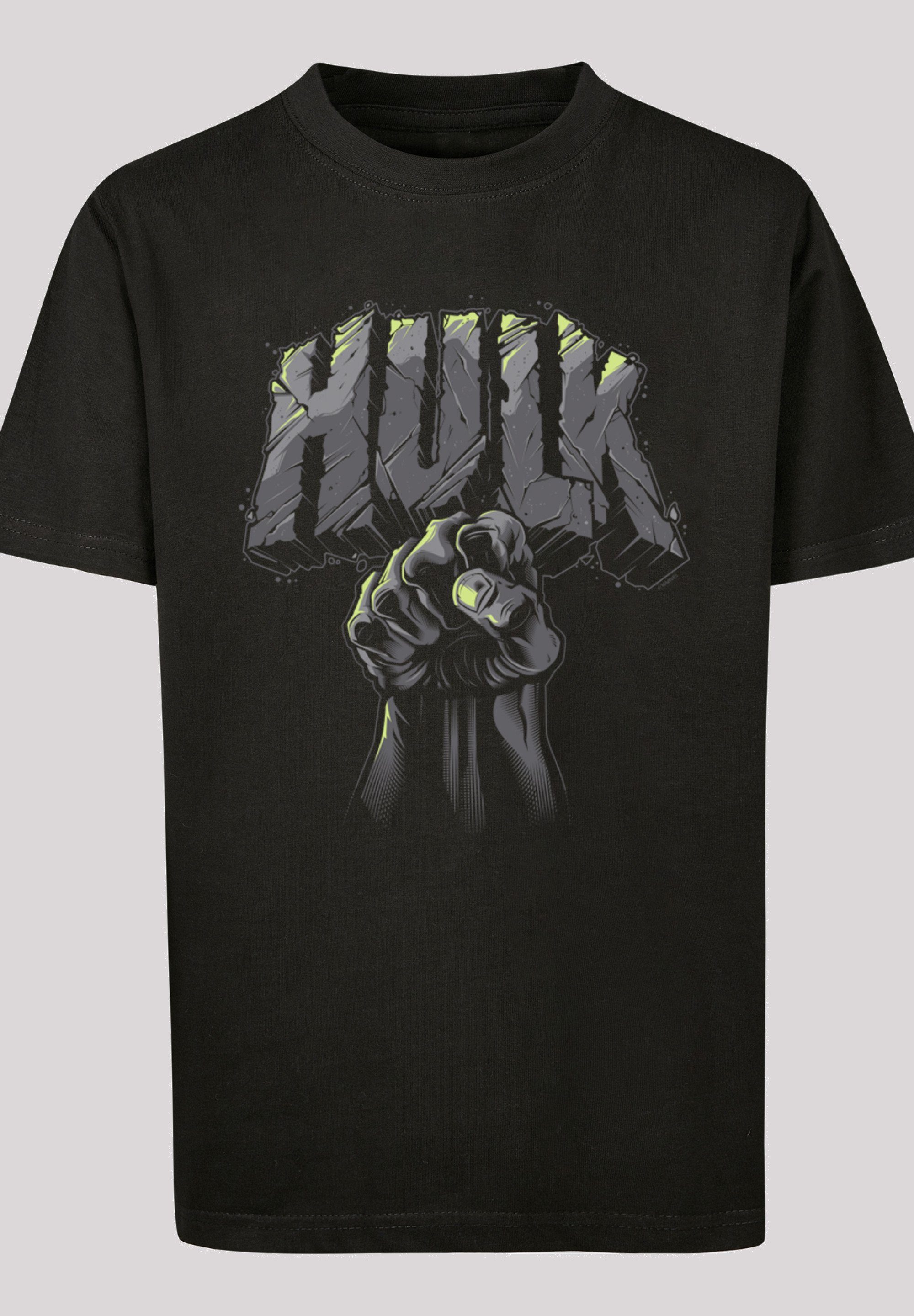 F4NT4STIC Kurzarmshirt Kinder Marvel Hulk Punch Logo -BLK with Kids Basic Tee (1-tlg)