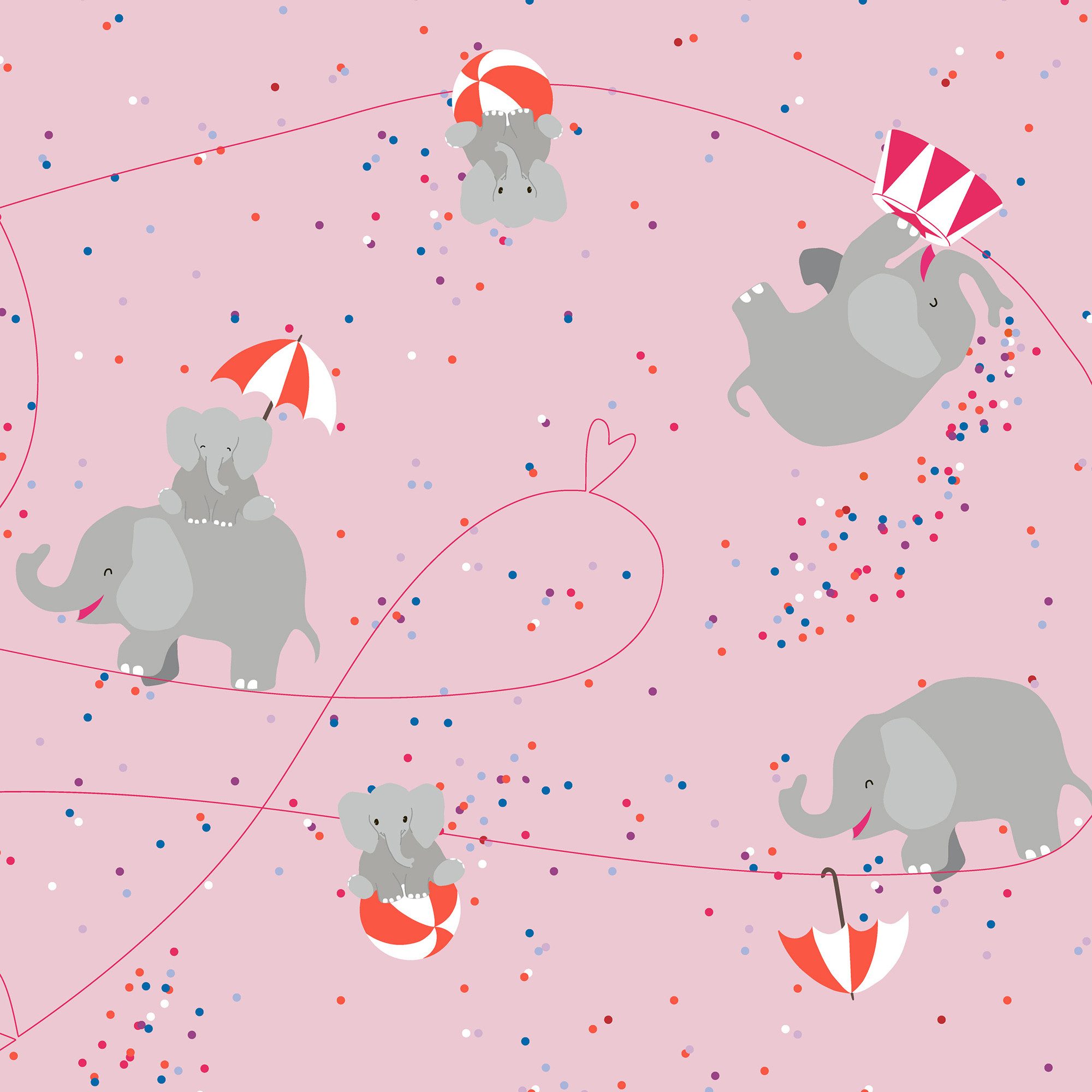 Bow & Hummingbird Geschenkpapier Geschenkpapier Circus Elephants, 100% Recyclingpapier