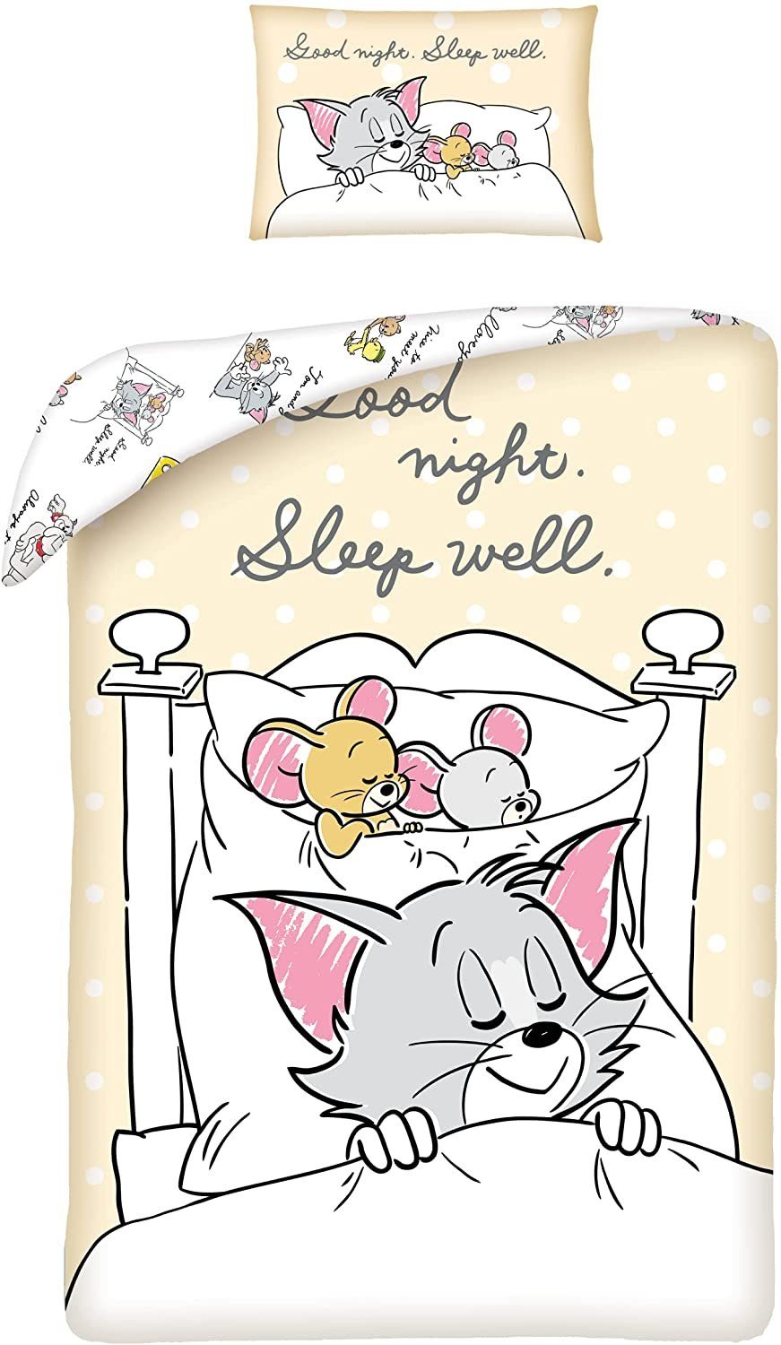 Halantex Babybettwäsche Tom and Jerry Baby Bettwäsche Wendebettwäsche 100 x 135 cm, 1 teilig, Langlebig