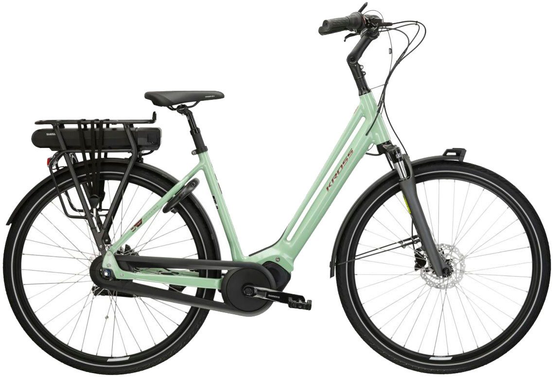 Kross E-Bike Cityrad E-Citybike Sentio Hybrid 4.0 28 Zoll grün - Shimano Mittelmotor, 7 Gang Shimano NEXUS Schaltwerk, Nabenschaltung, Mittelmotor, 418 Wh, SHIMANO 36 V/250 W, Mittelmotor DU-E500